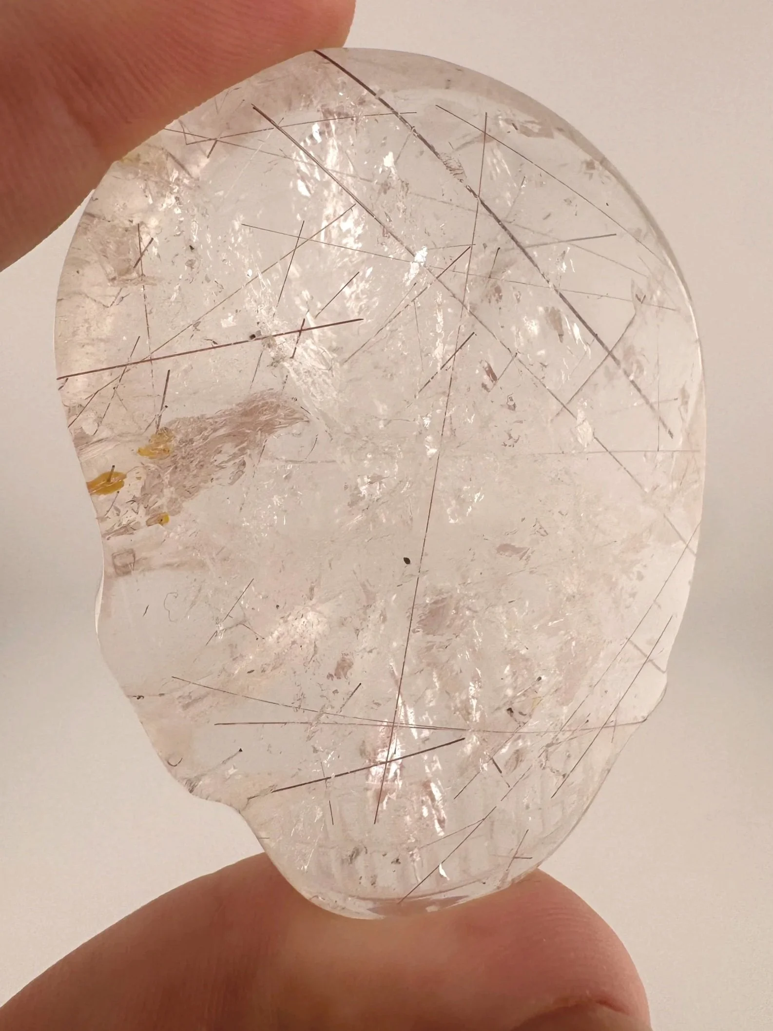 Leandro de Souza Red Rutile in Quartz Magical Child Palm Skull