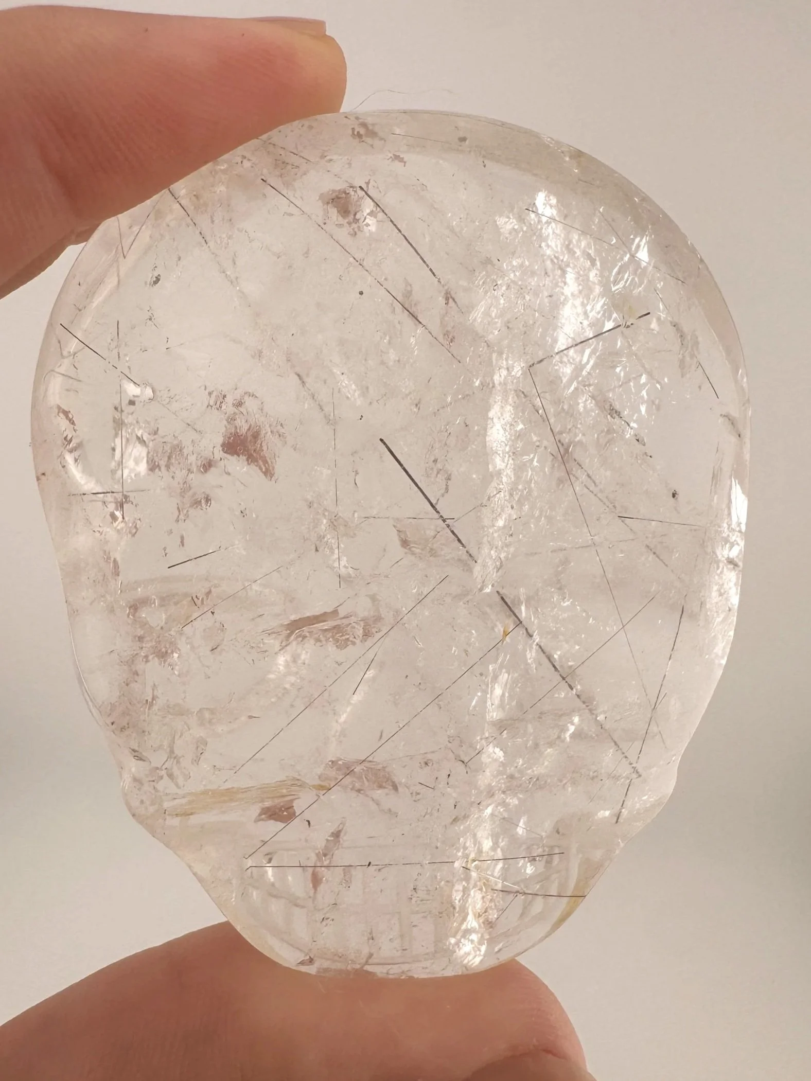 Leandro de Souza Red Rutile in Quartz Magical Child Palm Skull