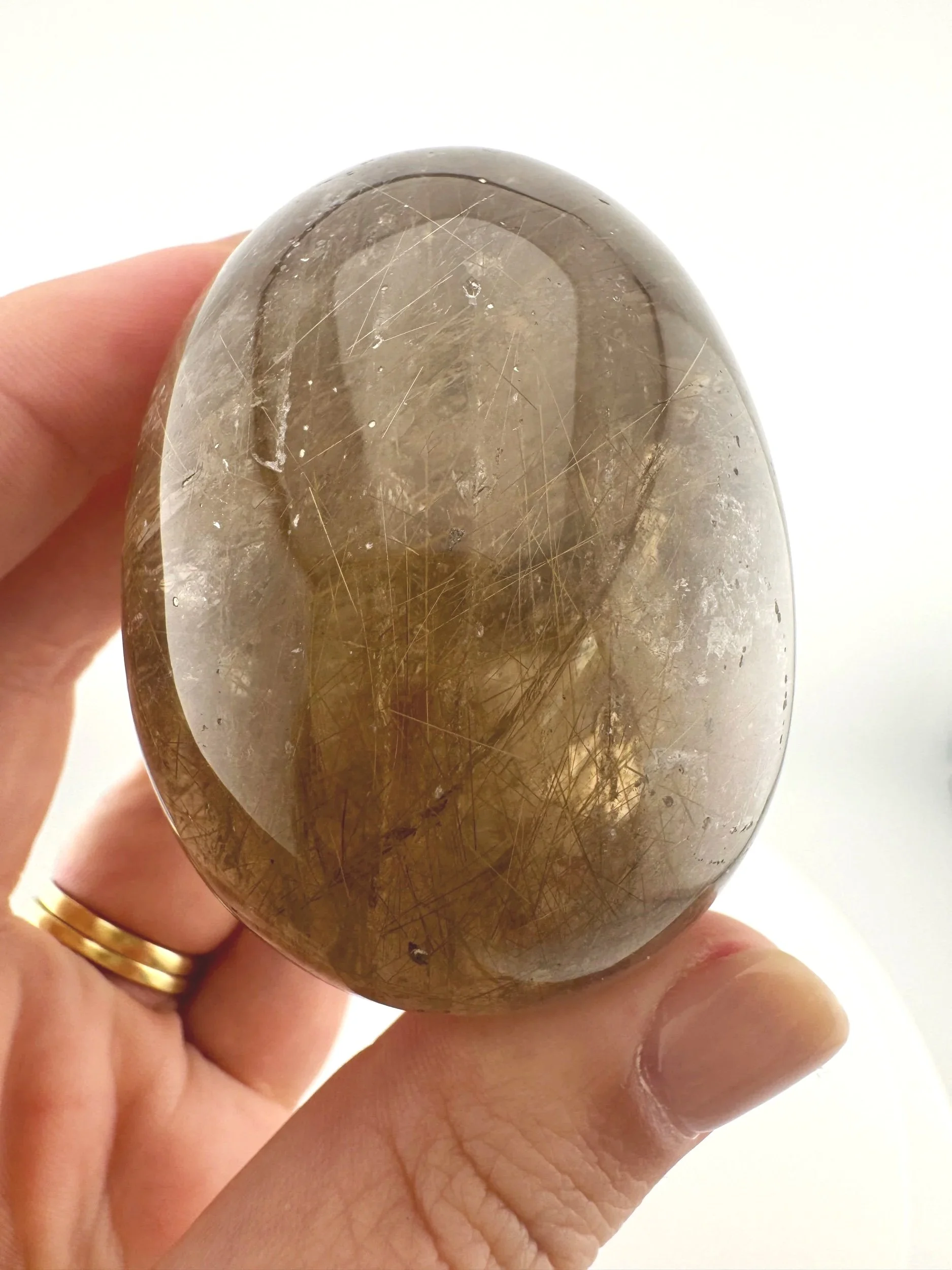 Leandro de Souza Golden Rutile in Smoky Quartz Mayan Skull