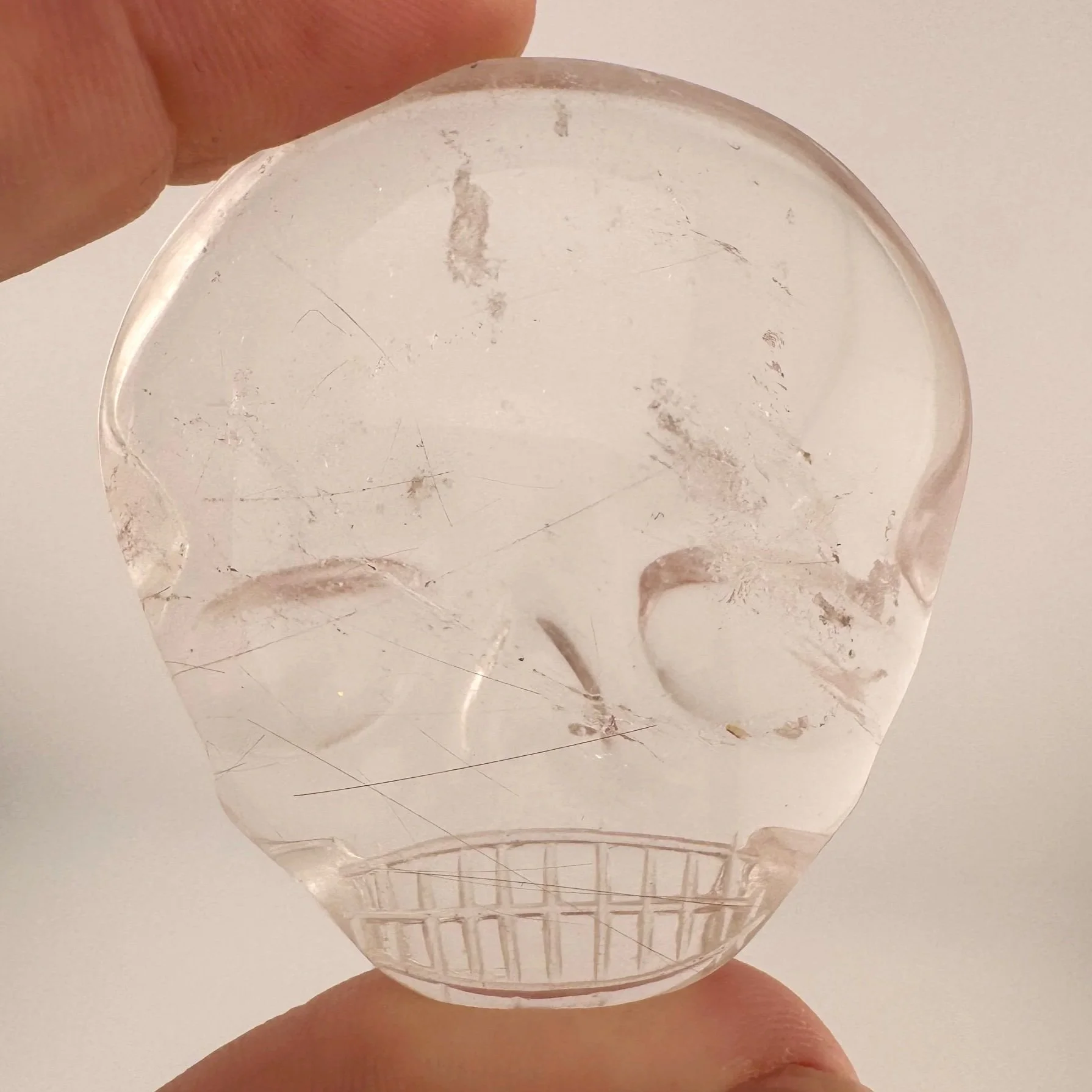 Leandro de Souza Red Rutile in Quartz Magical Child Palm Skull