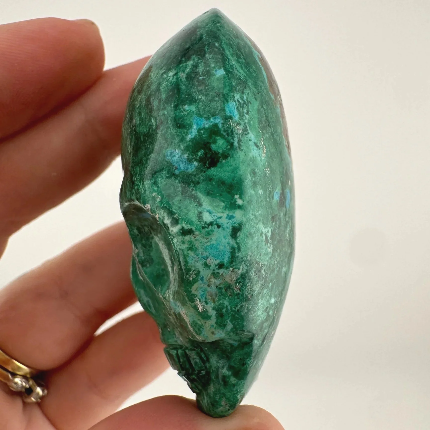 Leandro de Souza Malachite Chrysocolla Magical Child Palm Skull