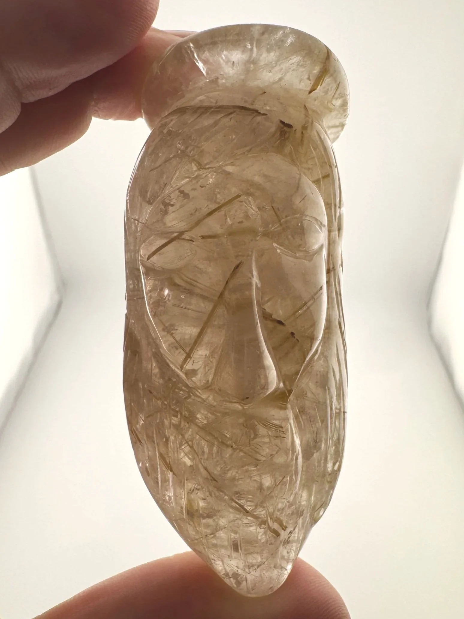 Leandro de Souza Golden Rutile in Quartz Jesus Carving