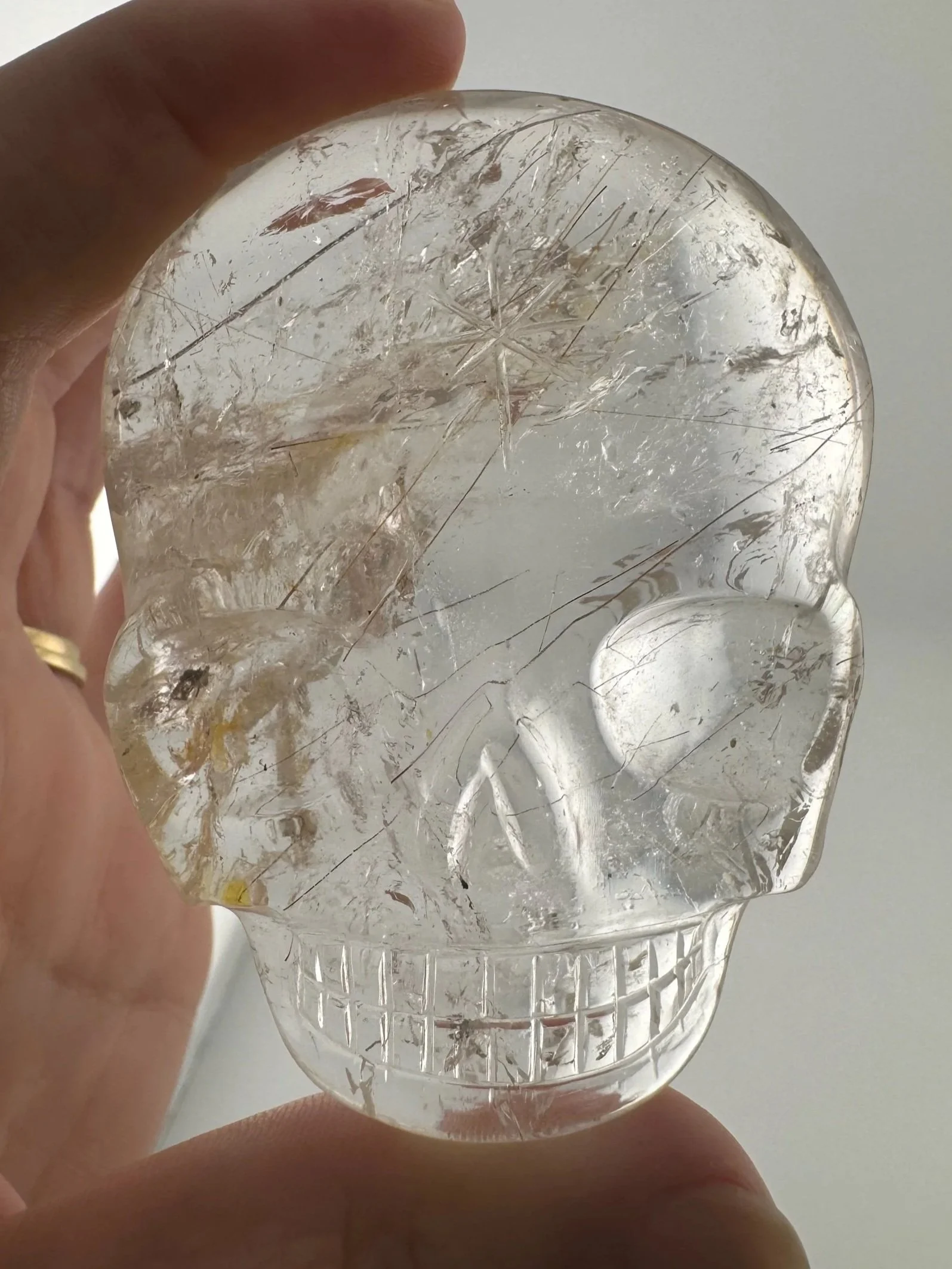 Leandro de Souza Rutilated Quartz Magical Child Palm Skull