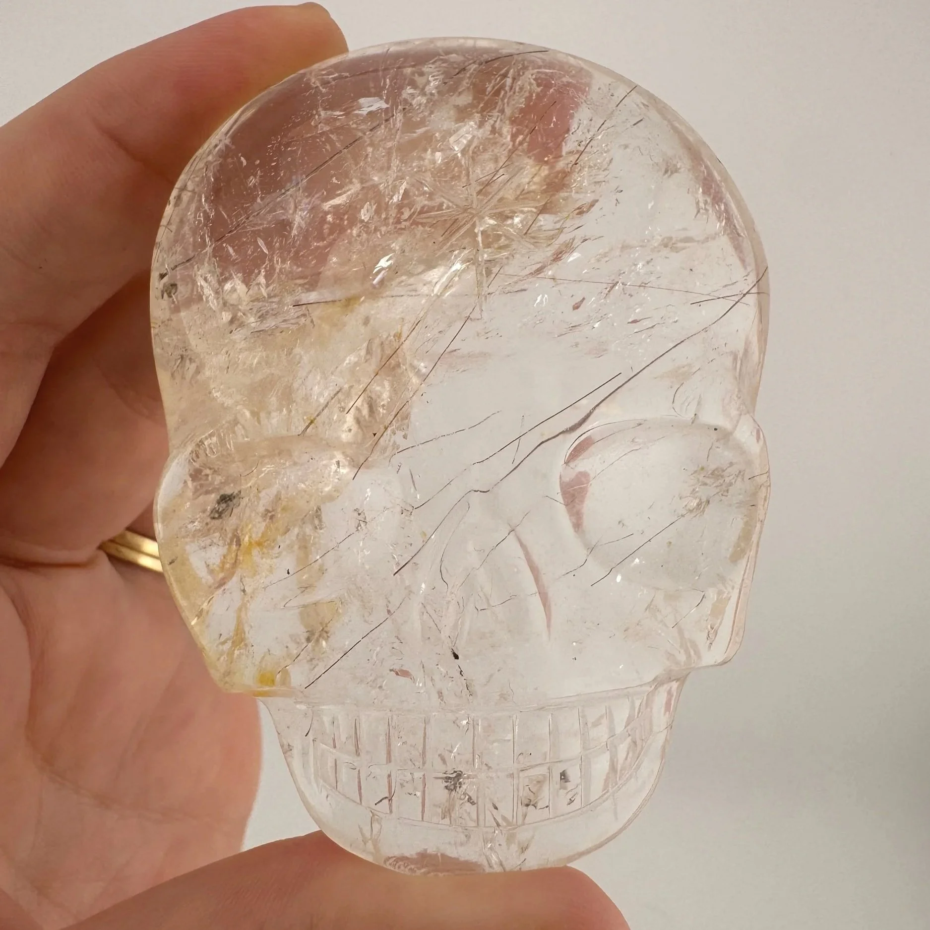 Leandro de Souza Rutilated Quartz Magical Child Palm Skull