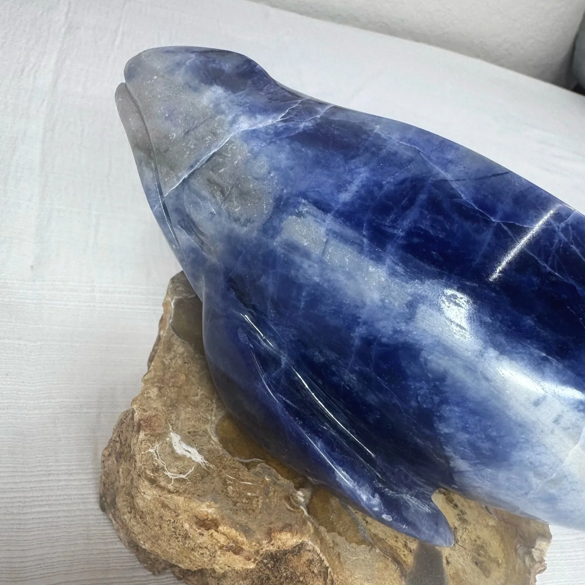 Leandro de Souza Sodalite Humpback Whale Sculpture