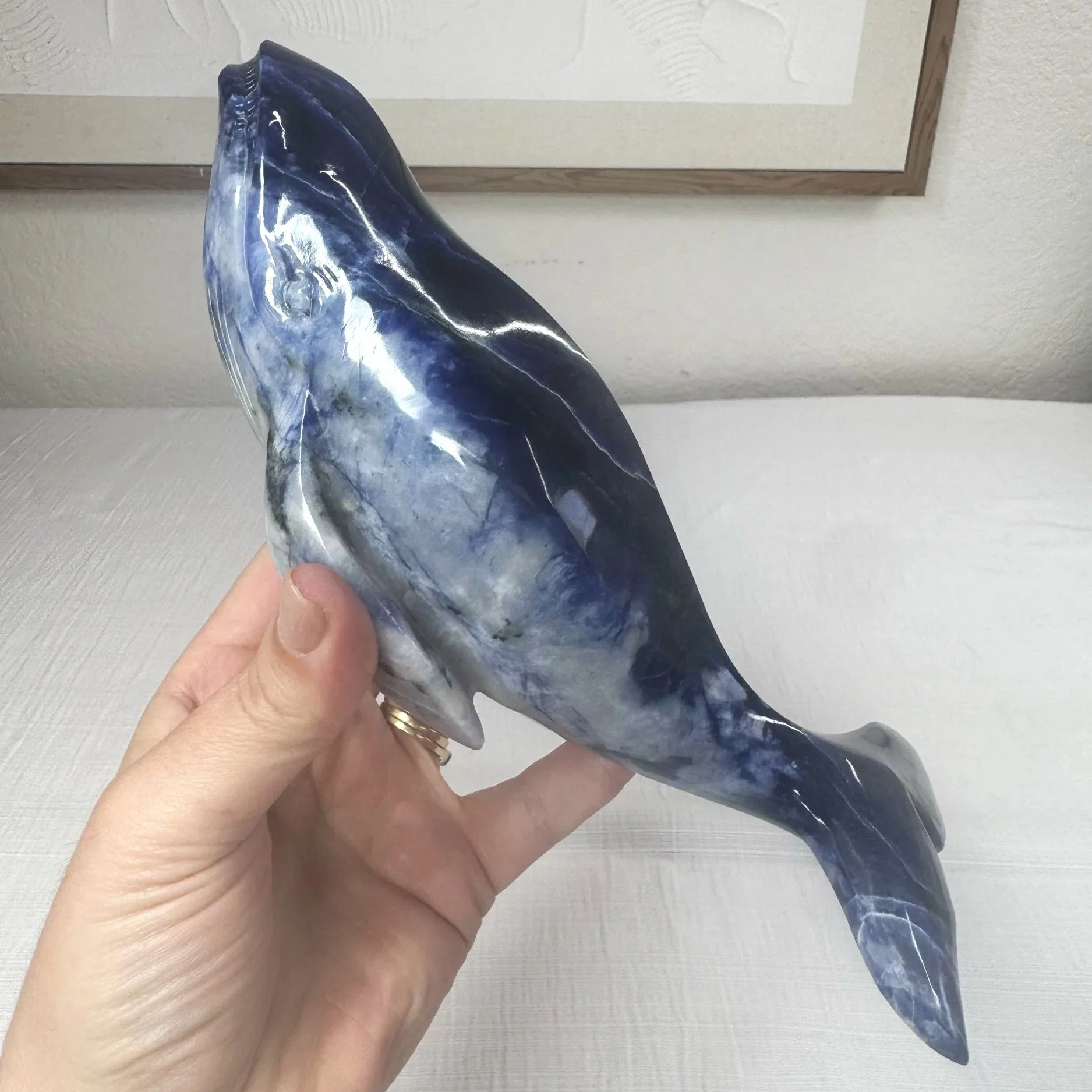 Leandro de Souza Sodalite Humpback Whale Sculpture
