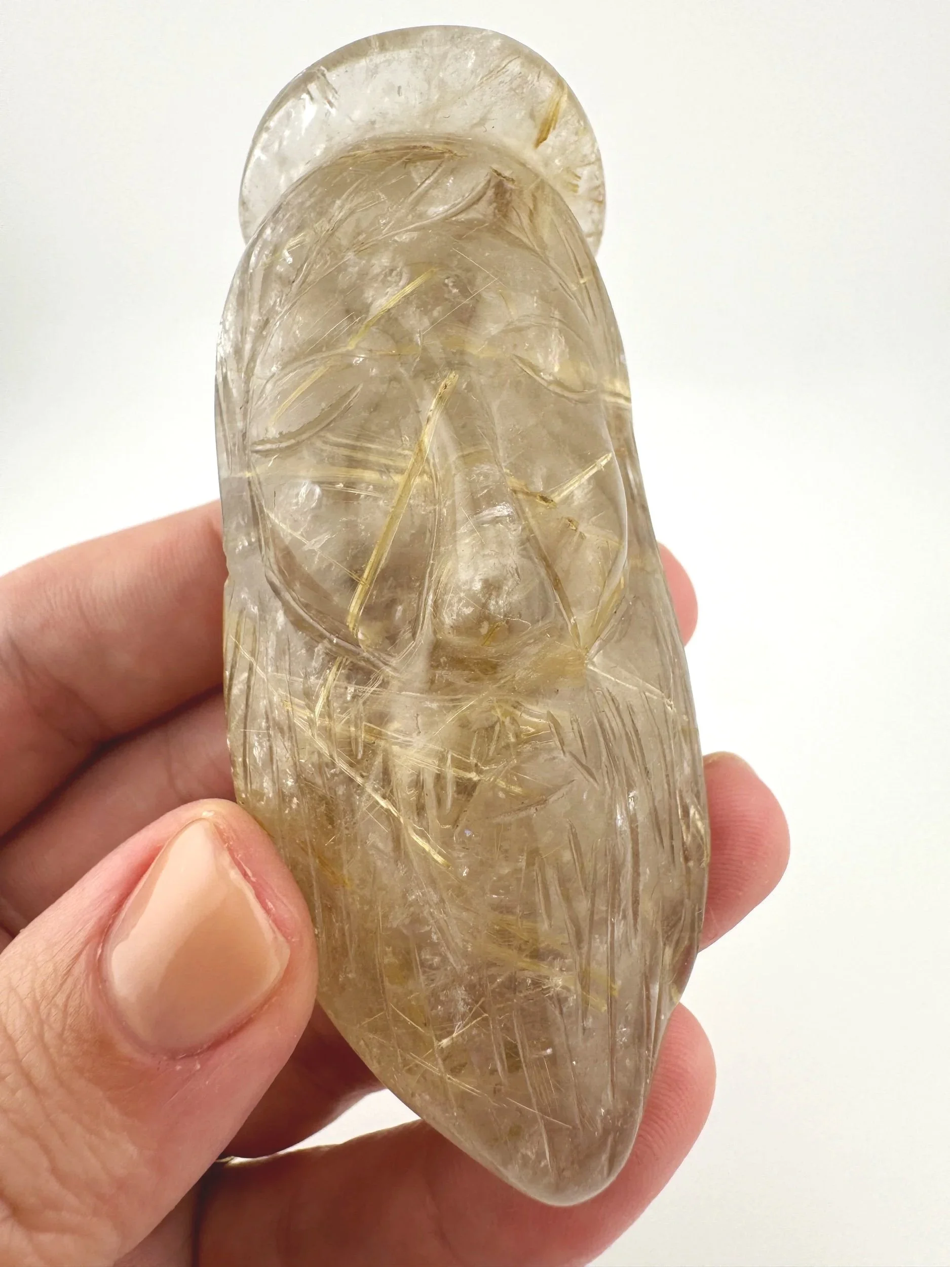 Leandro de Souza Golden Rutile in Quartz Jesus Carving