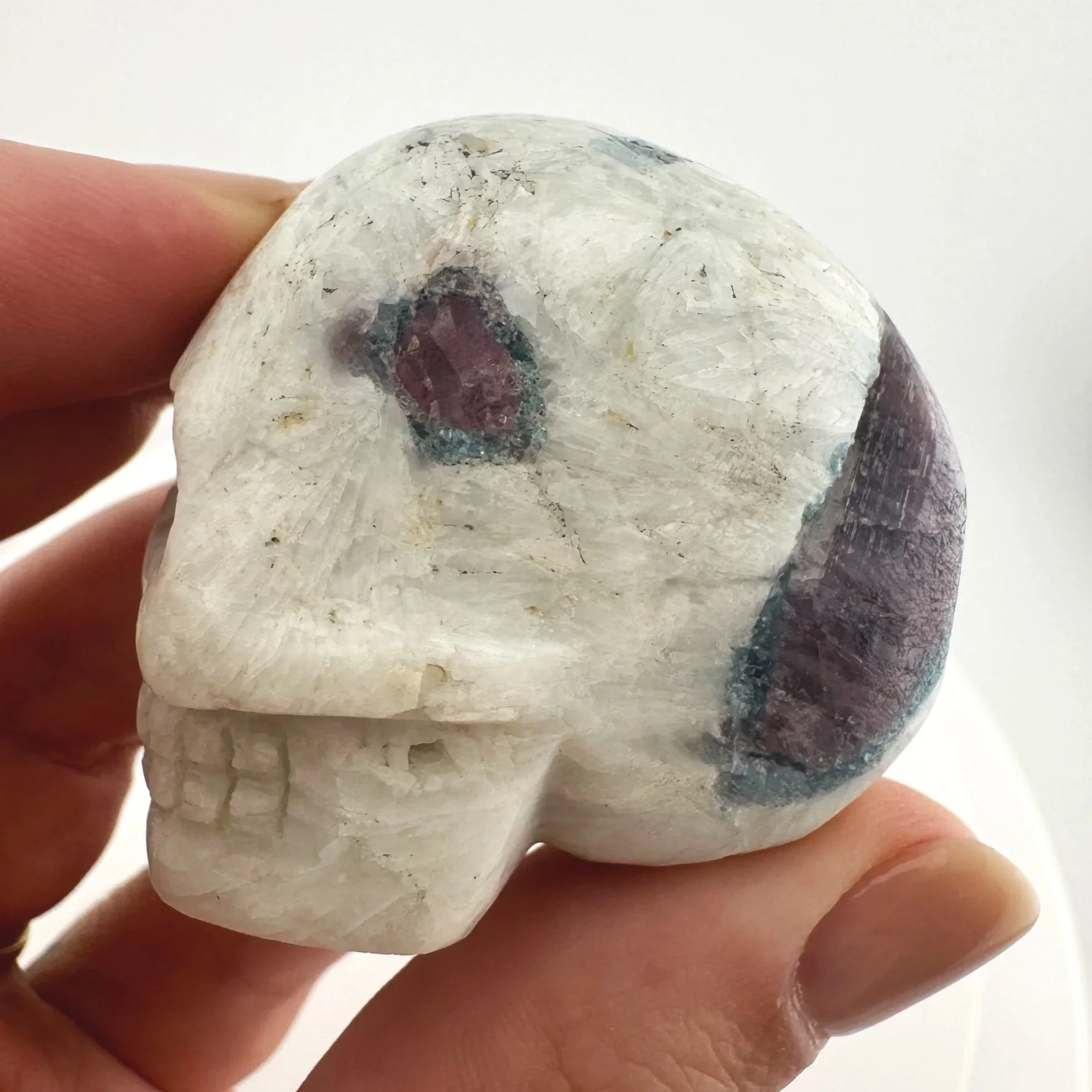 Leandro de Souza Pink and Blue Tourmaline in Feldspar Skull