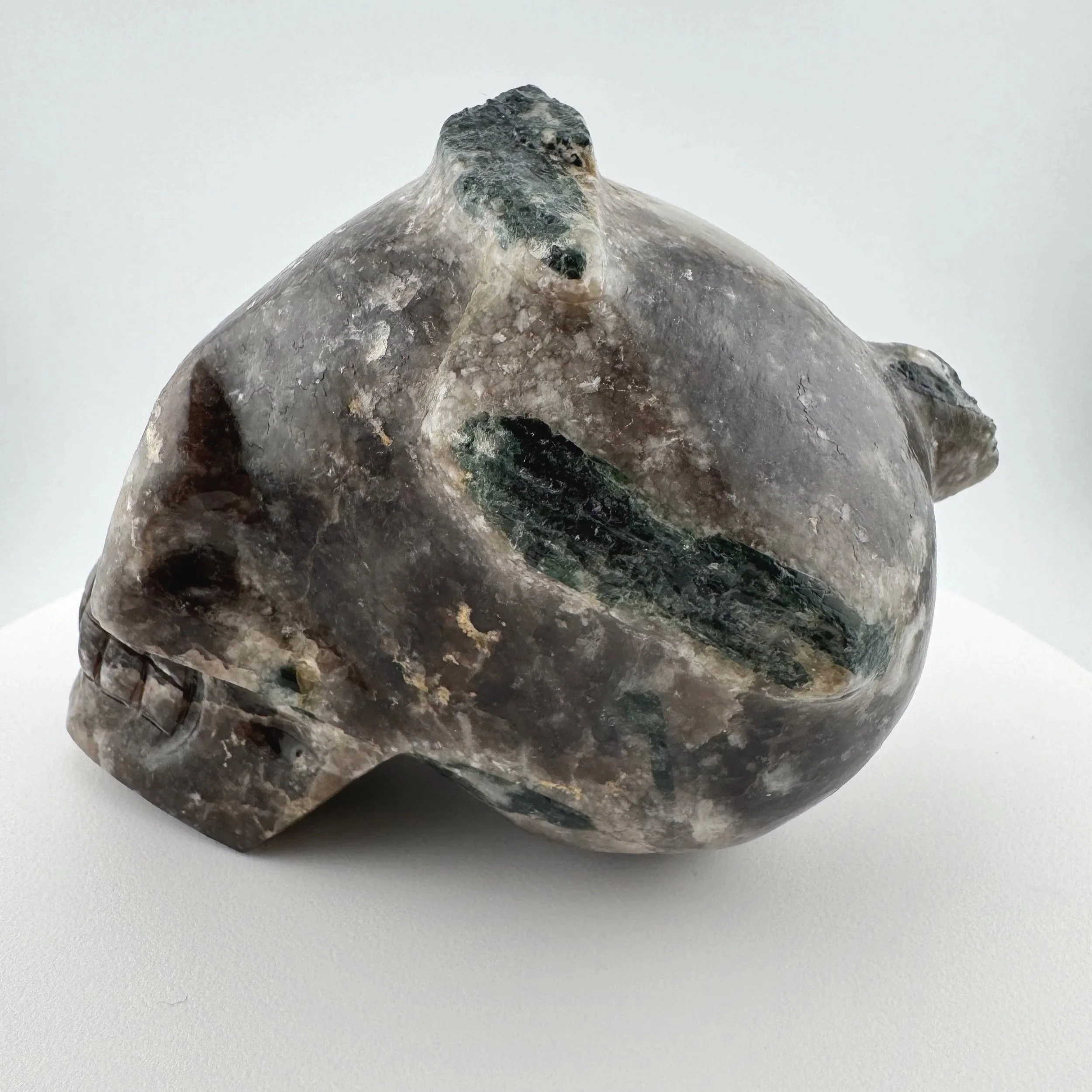 Leandro de Souza Tourmaline in Smoky Quartz Skull