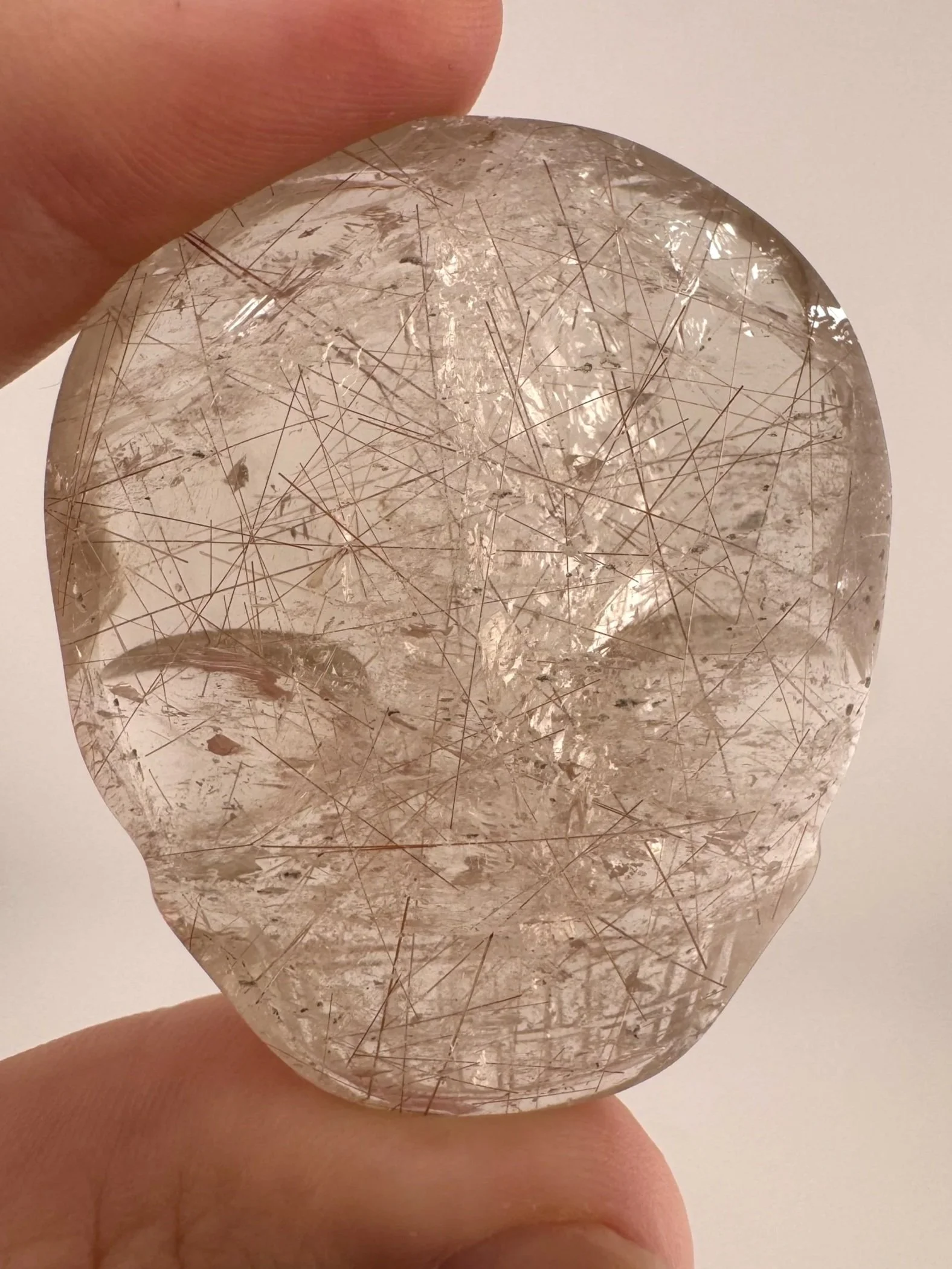 Leandro de Souza red Rutile in Gem Quartz Magical Child Palm Skull