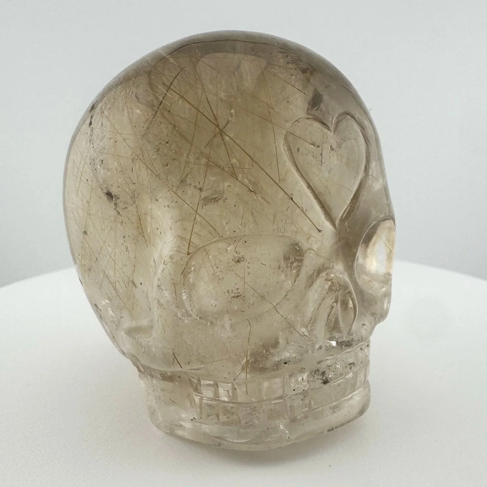 Leandro de Souza Golden Rutile in Smoky Quartz Magical Child Skull