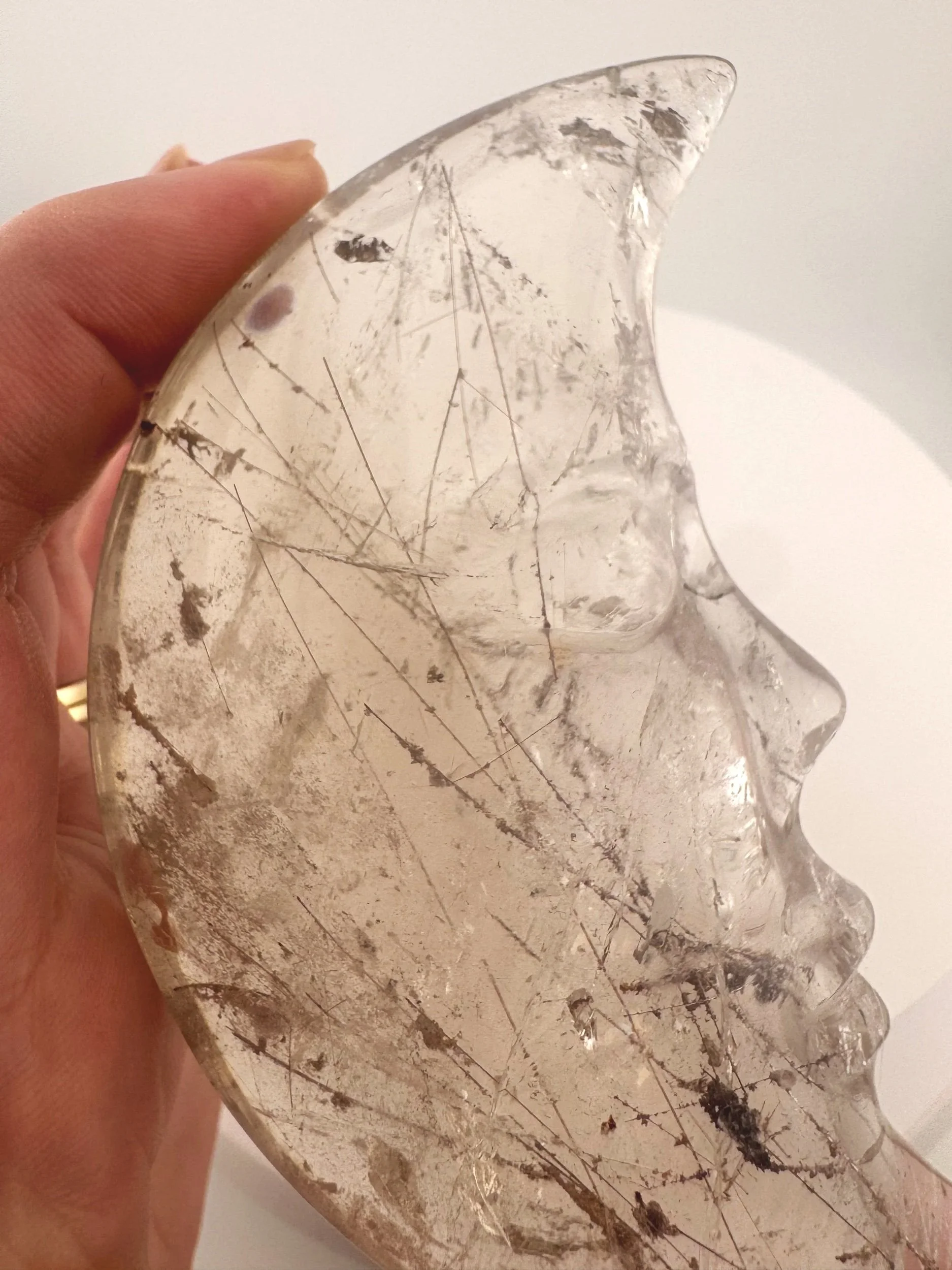 Leandro de Souza Red Rutile with Chlorite Moon Carving