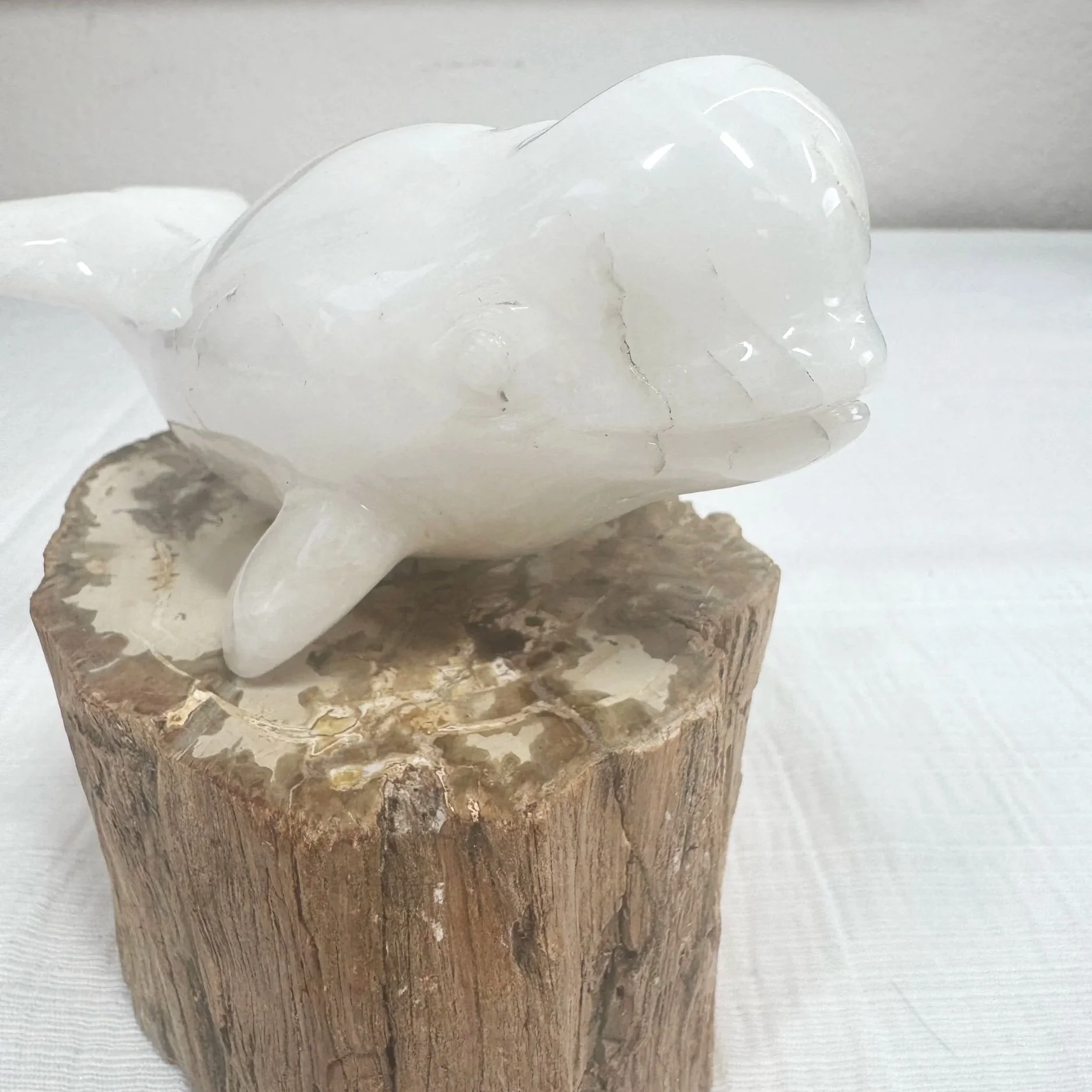 Leandro de Souza Snow Quartz Beluga Whale Sculpture