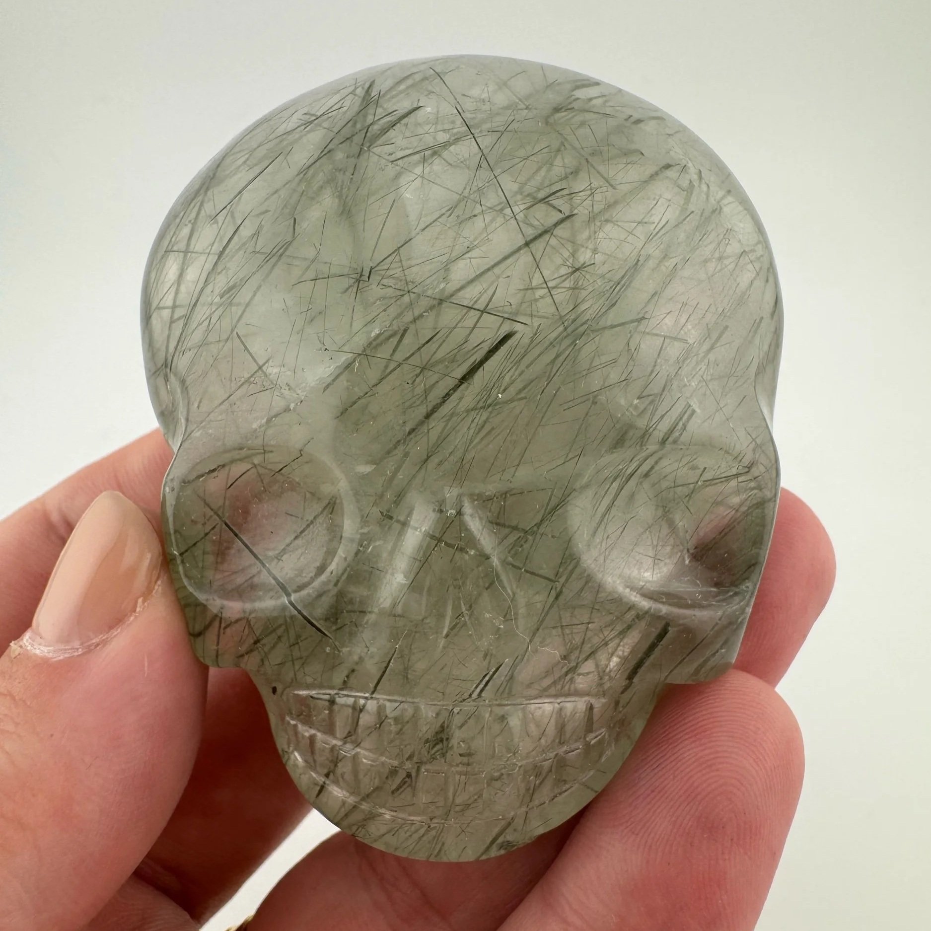 Leandro de Souza Epidote in Quartz Palm Skull