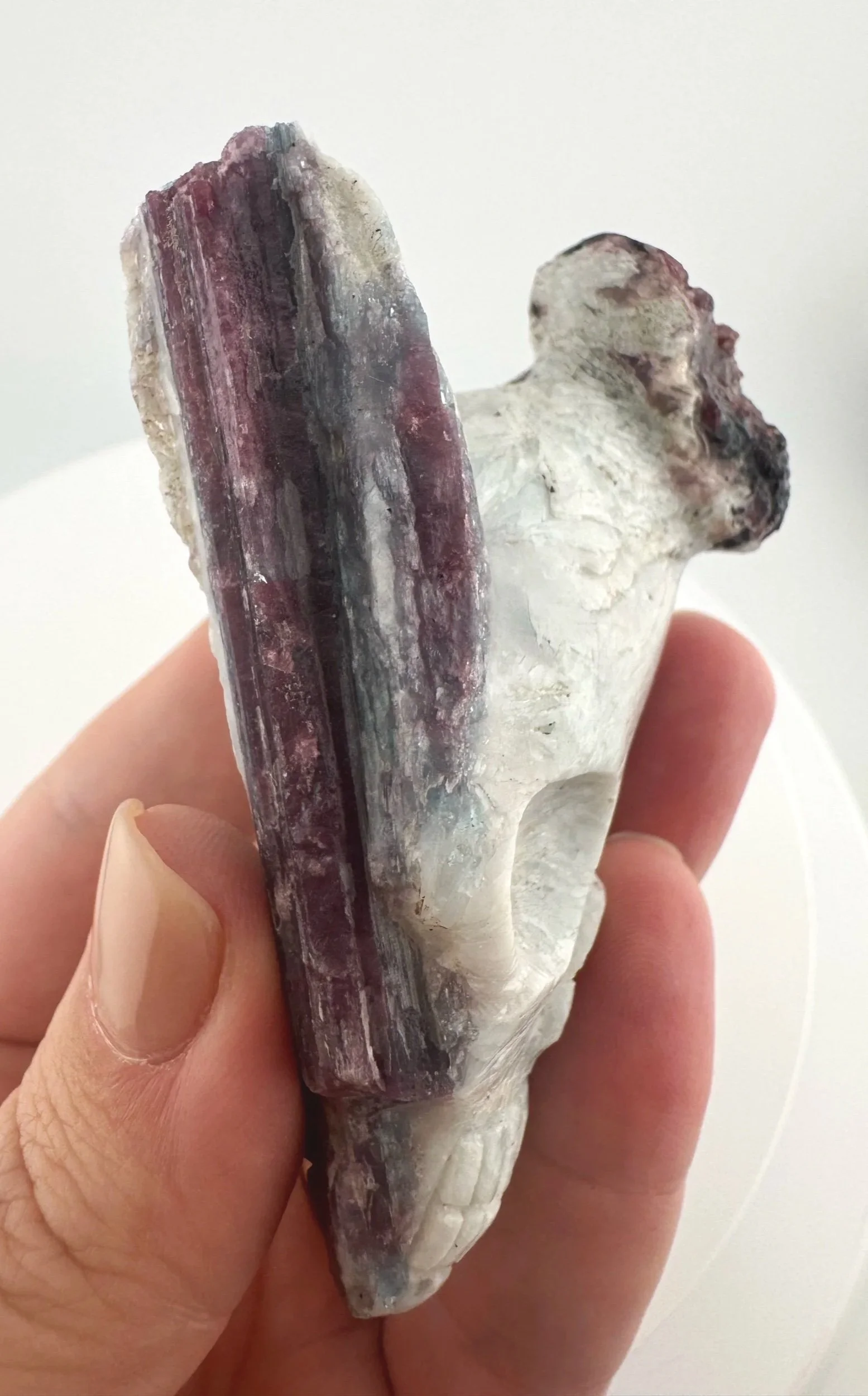 Leandro de Souza Pink Tourmaline in Feldspar Twin Flame Palm Skull