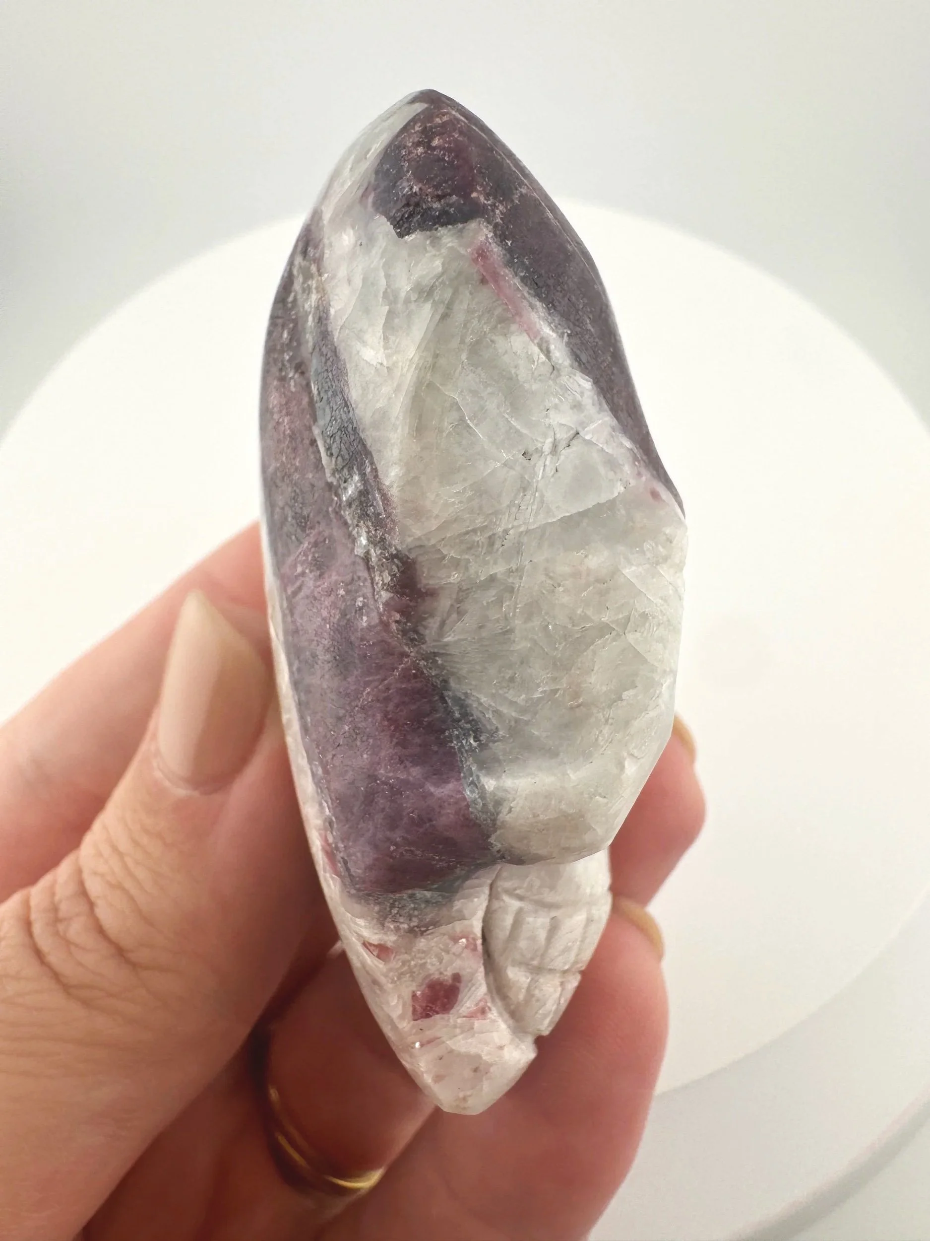 Leandro de Souza Pink and Blue Tourmaline in Feldspar Shaman Palm Skull
