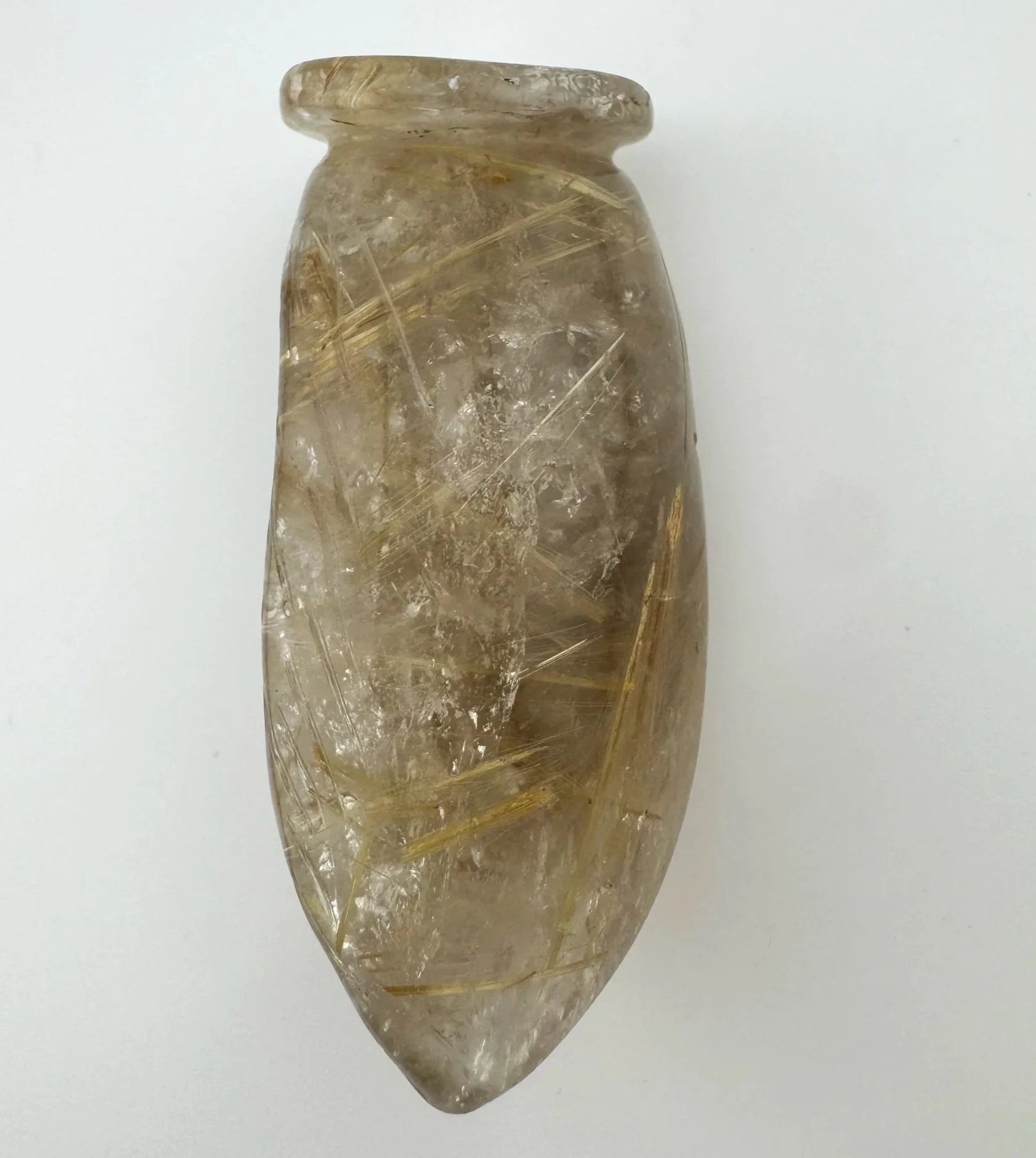 Leandro de Souza Golden Rutile in Quartz Jesus Carving