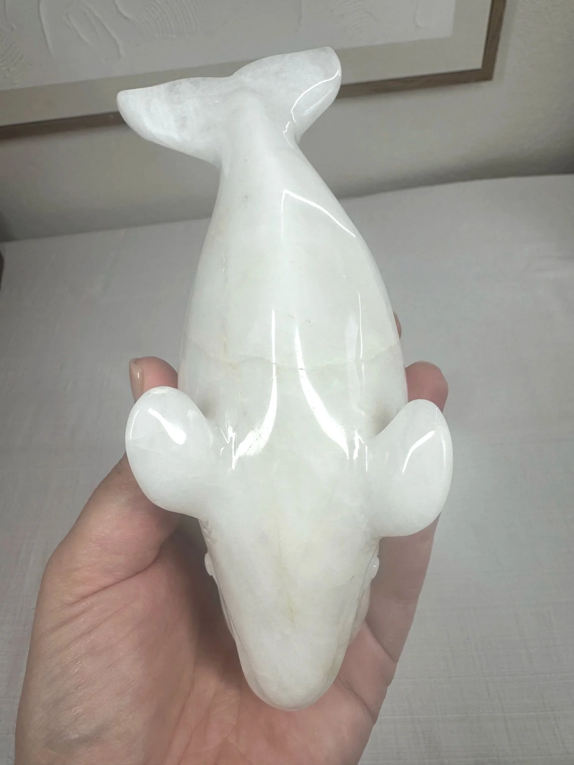Leandro de Souza Snow Quartz Beluga Whale Sculpture
