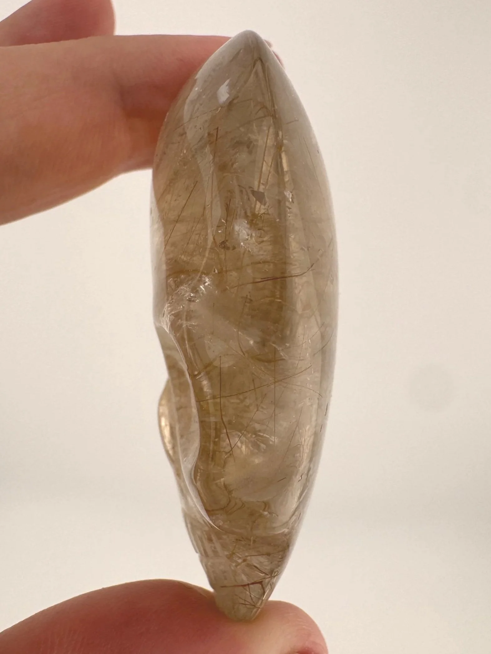 Leandro de Souza Golden Rutile in Quartz Magical Child Palm Skull
