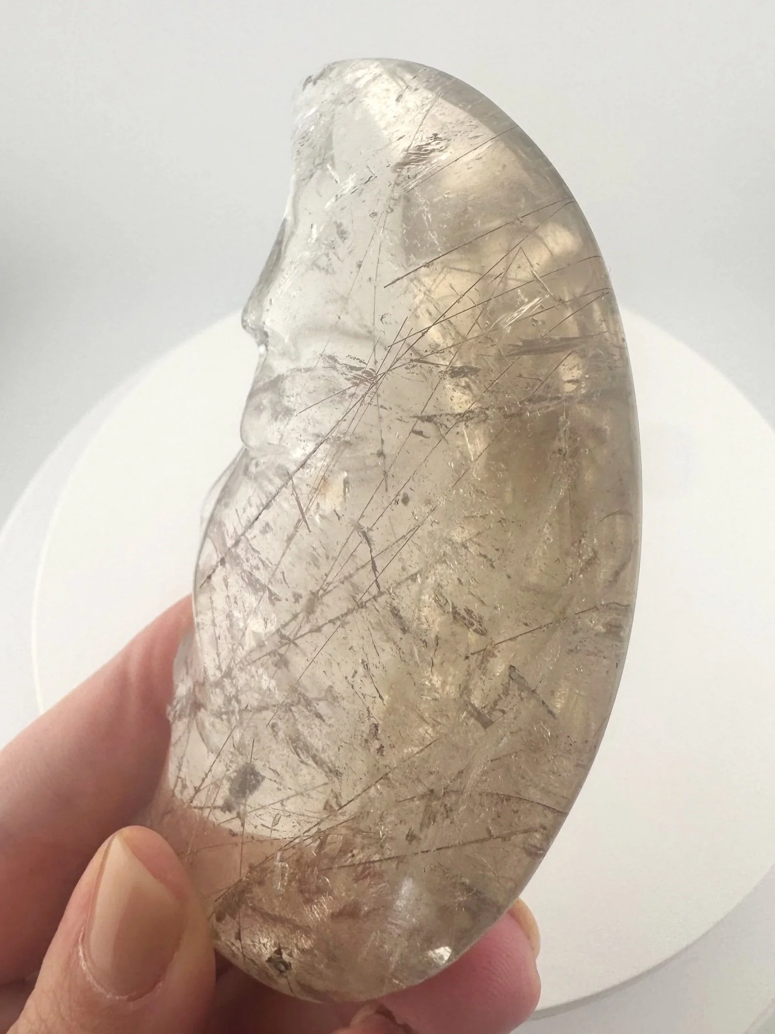 Leandro de Souza Red Rutile with Chlorite Moon Carving