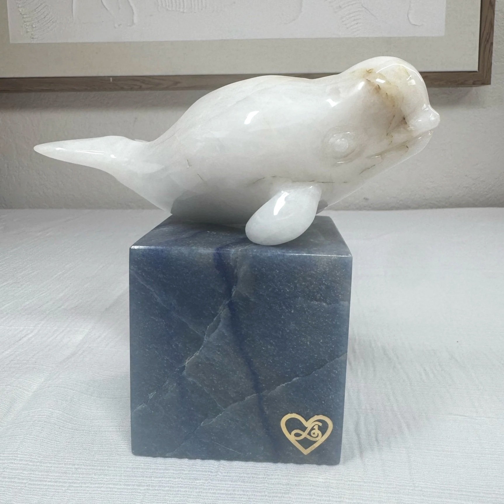 Leandro de Souza Snow Quartz Beluga Whale Sculpture