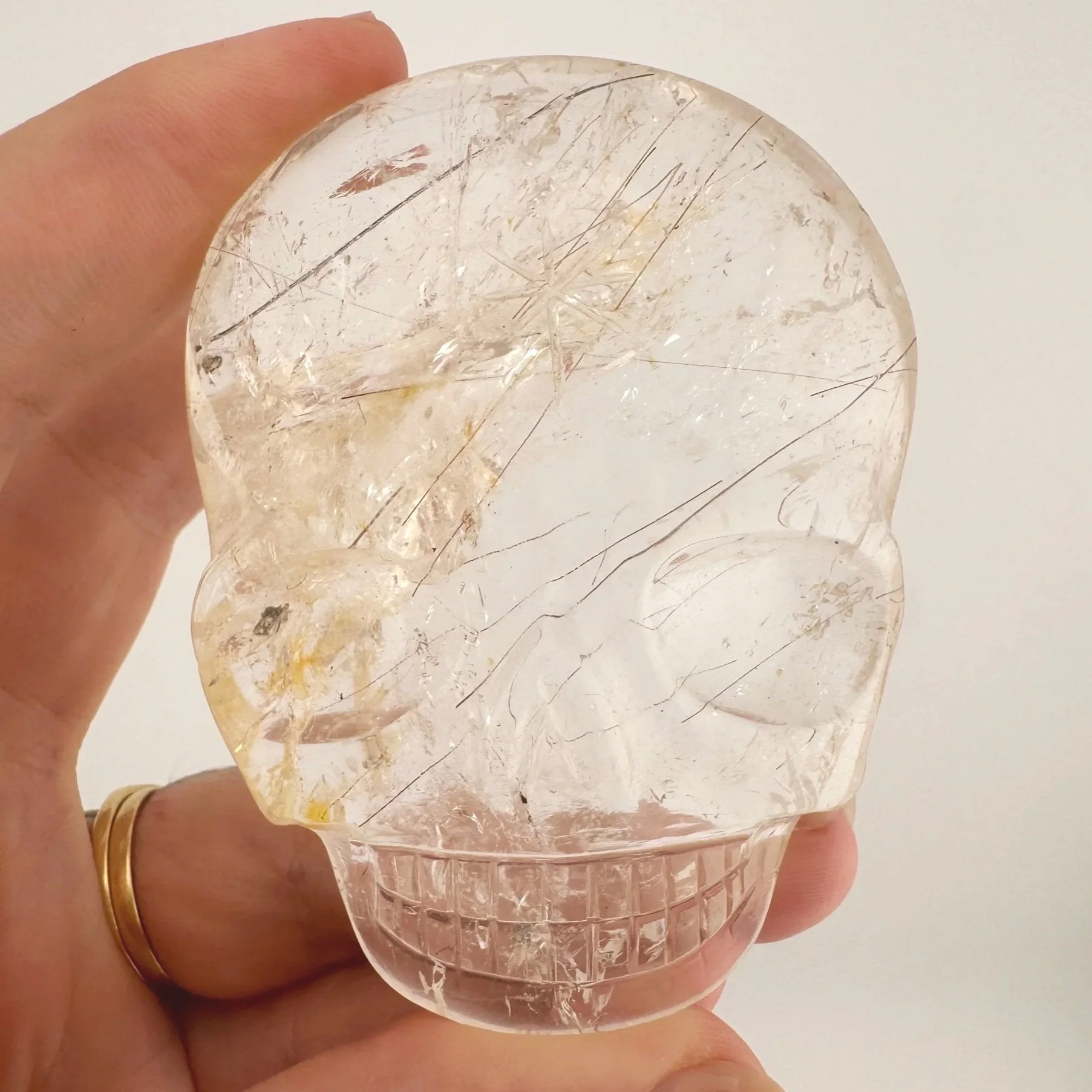Leandro de Souza Rutilated Quartz Magical Child Palm Skull