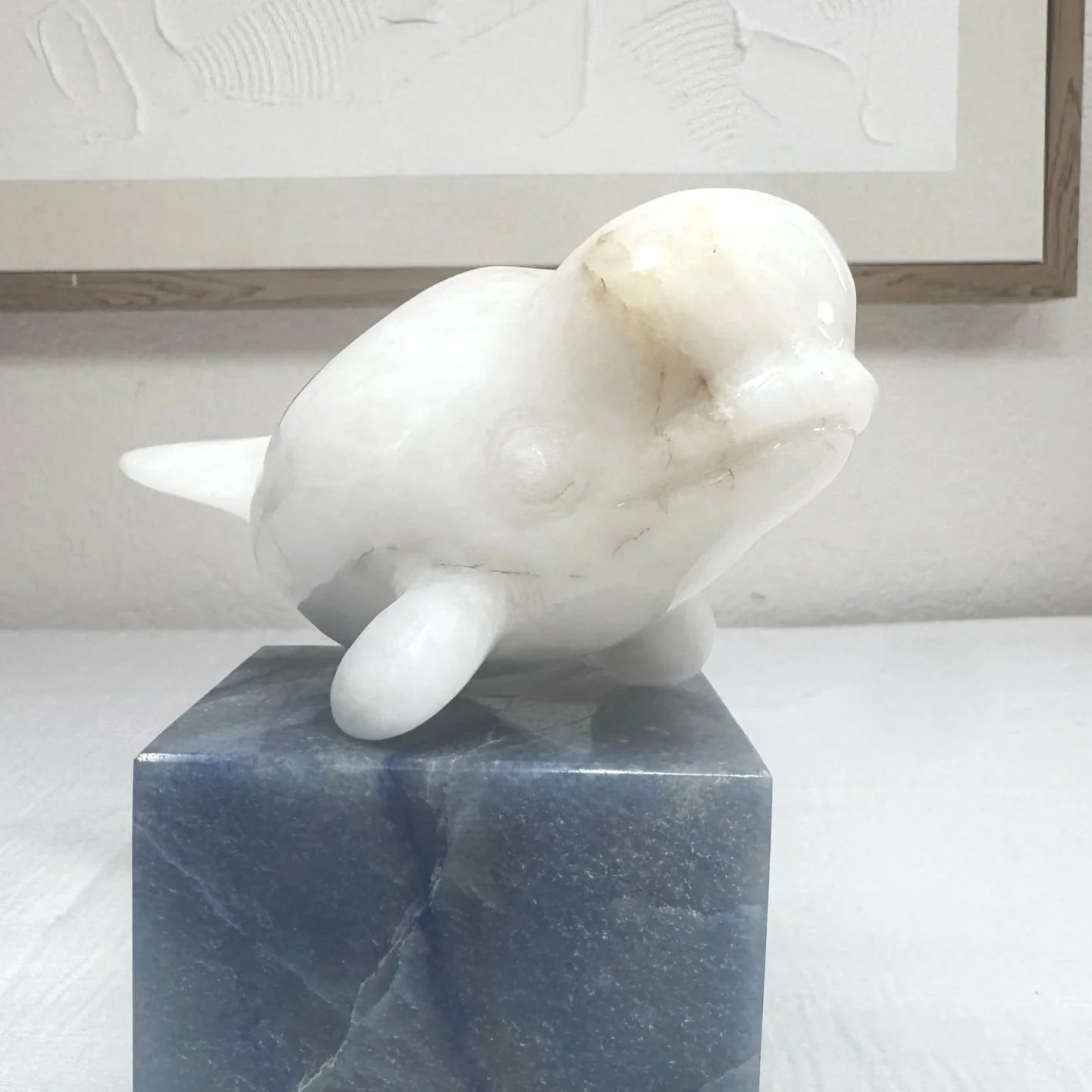 Leandro de Souza Snow Quartz Beluga Whale Sculpture