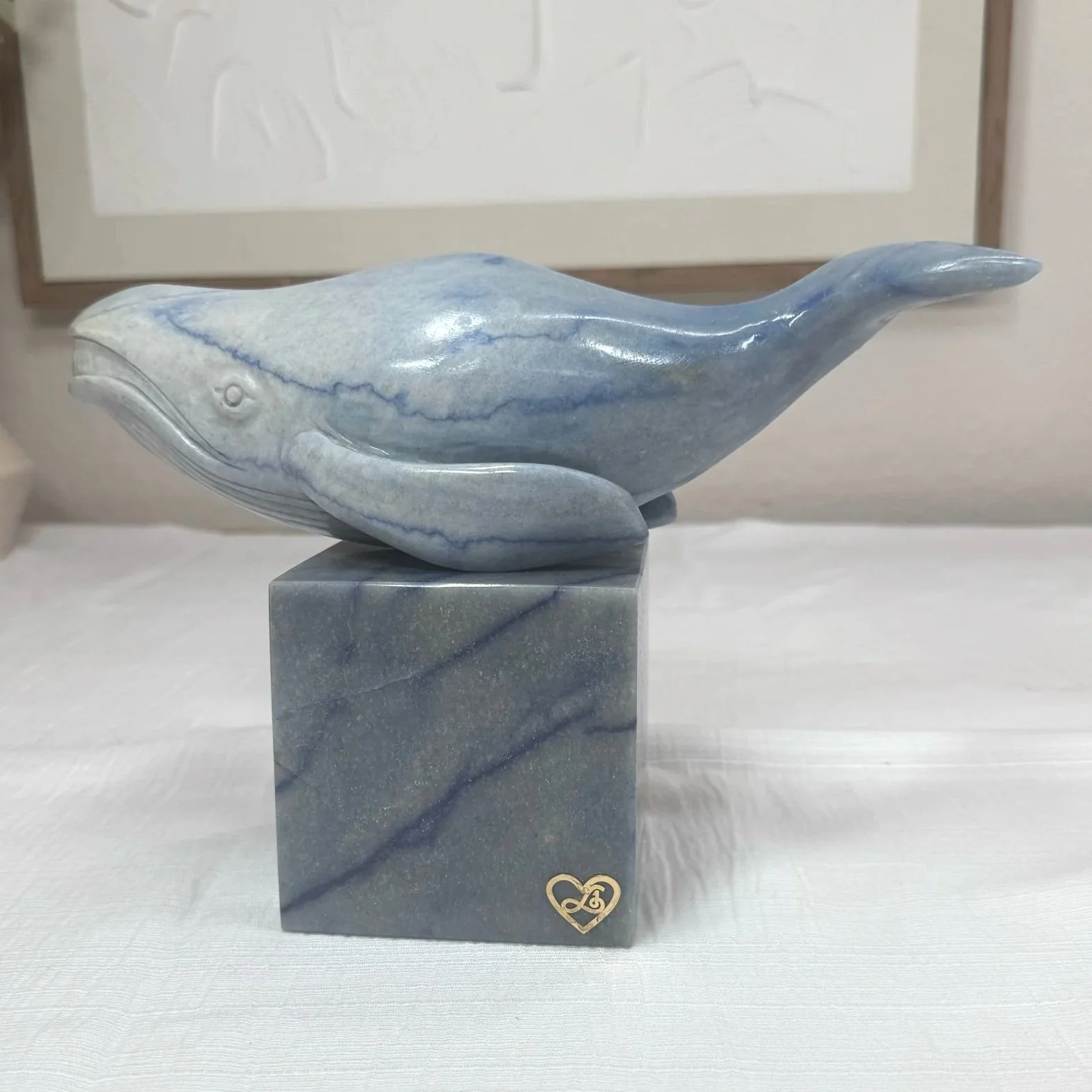 Leandro de Souza Blue Aventurine Blue Whale Sculpture