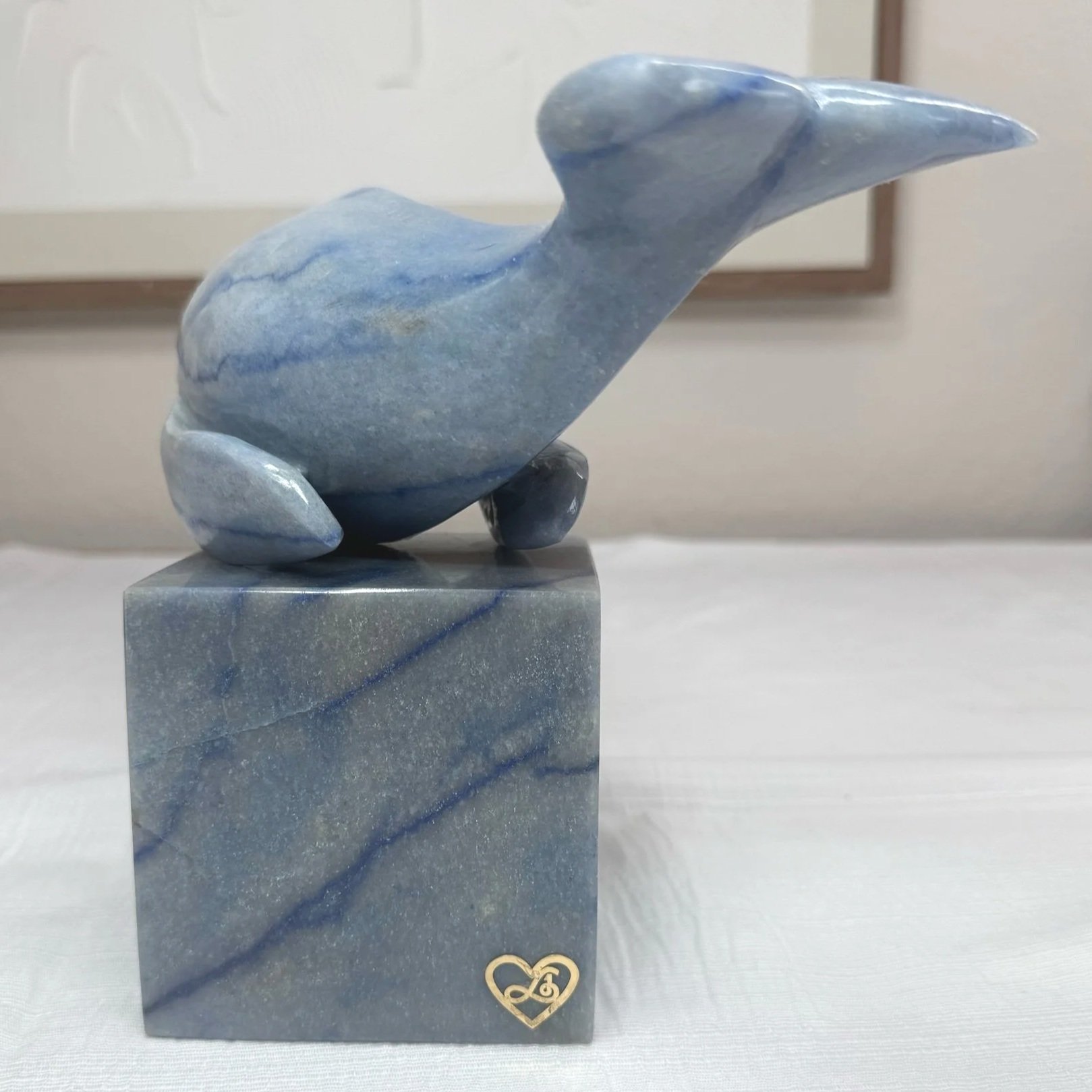 Leandro de Souza Blue Aventurine Blue Whale Sculpture