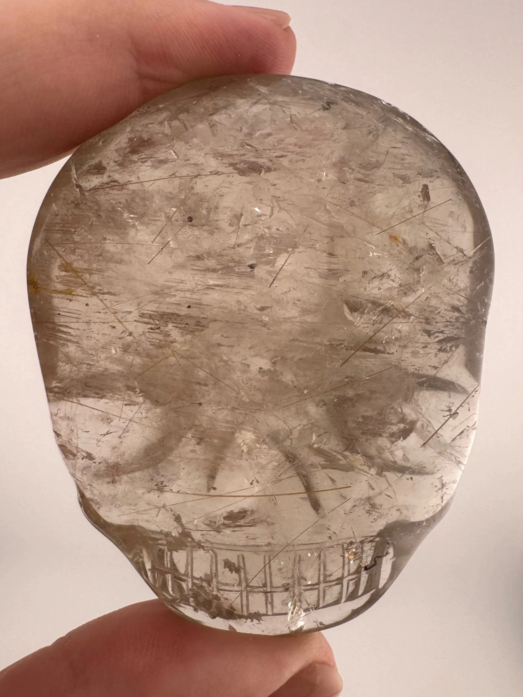 Leandro de Souza Golden Rutile in Quartz Magical Child Palm Skull