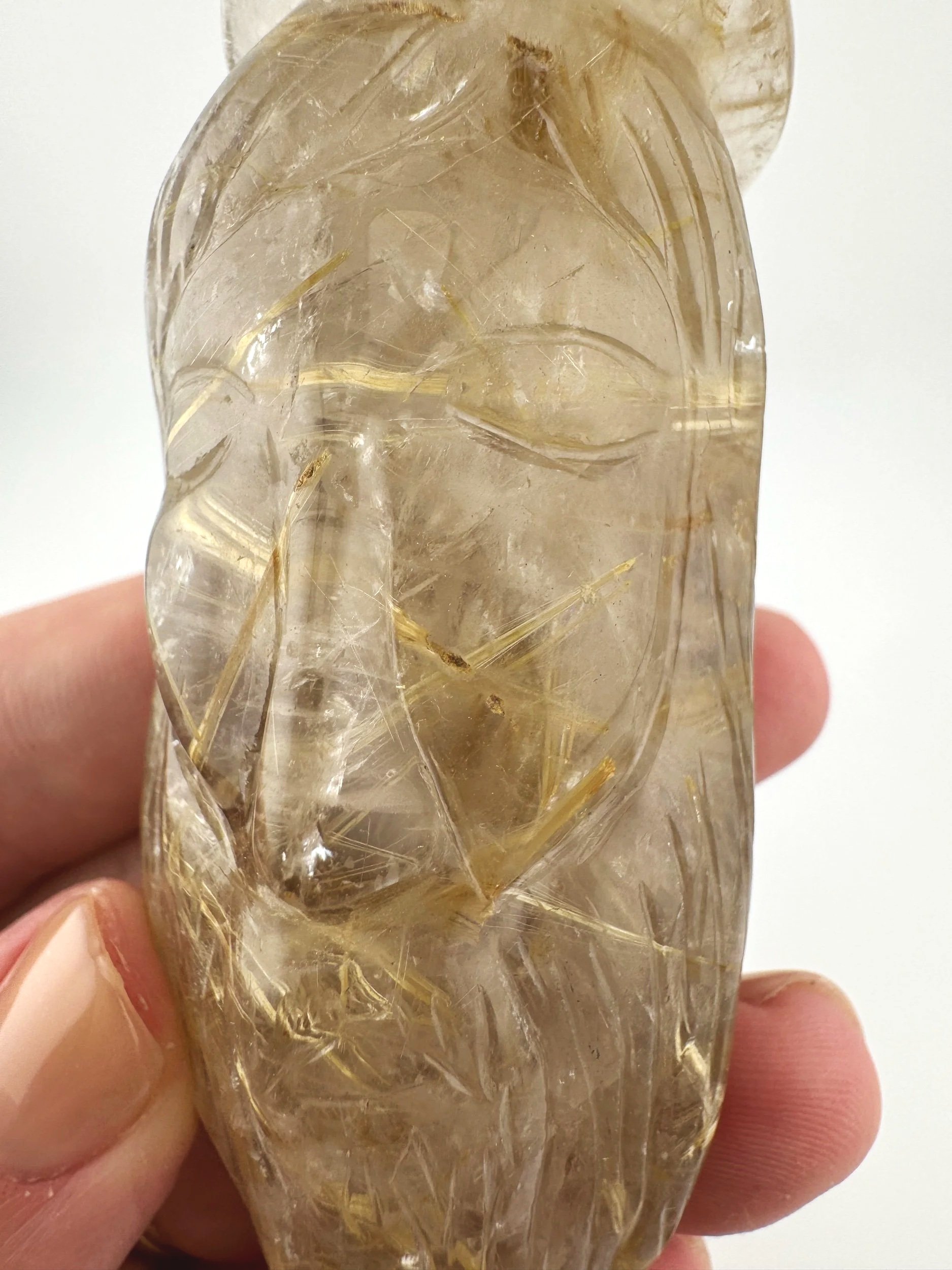 Leandro de Souza Golden Rutile in Quartz Jesus Carving