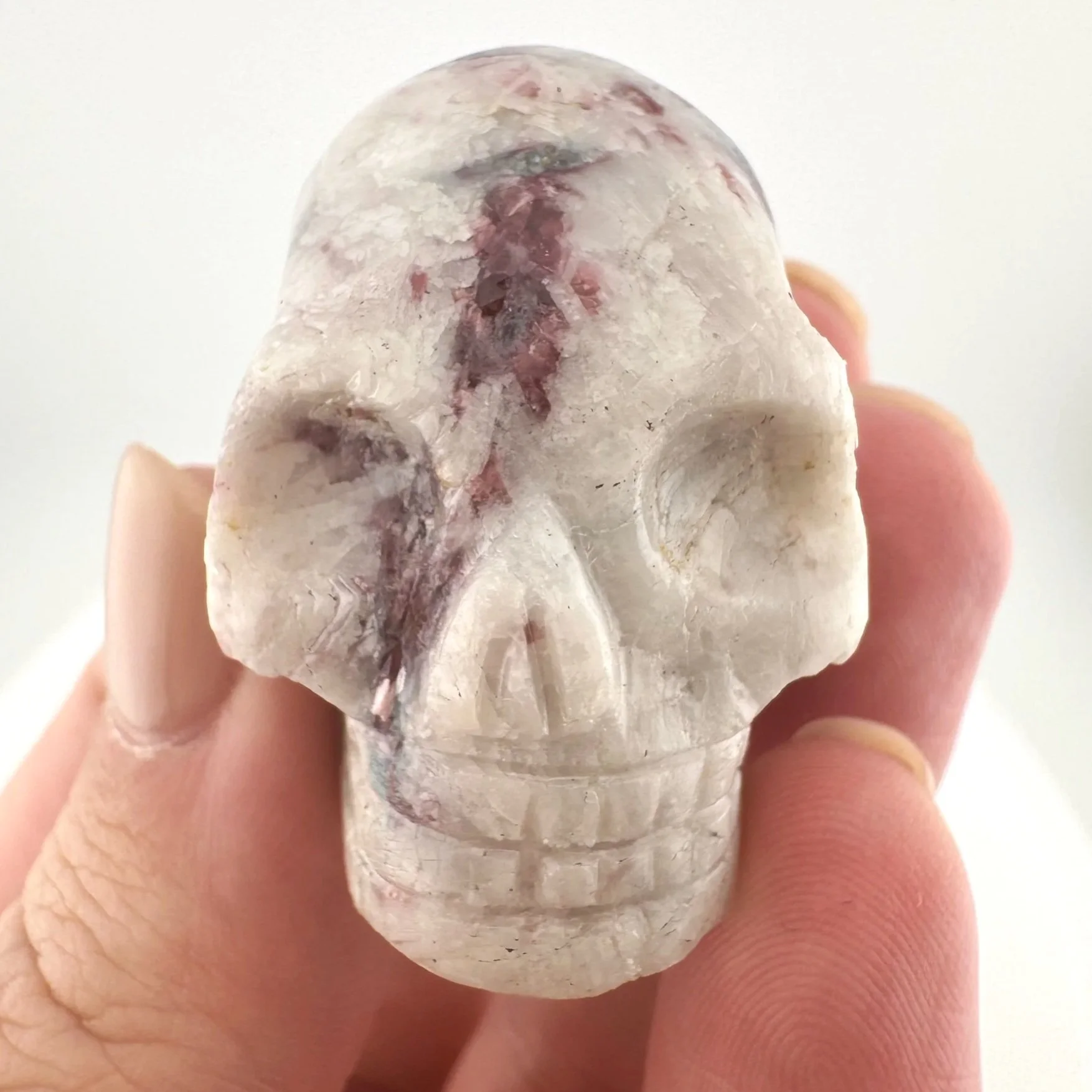 Leandro de Souza Pink and Blue Tourmaline in Feldspar Skull