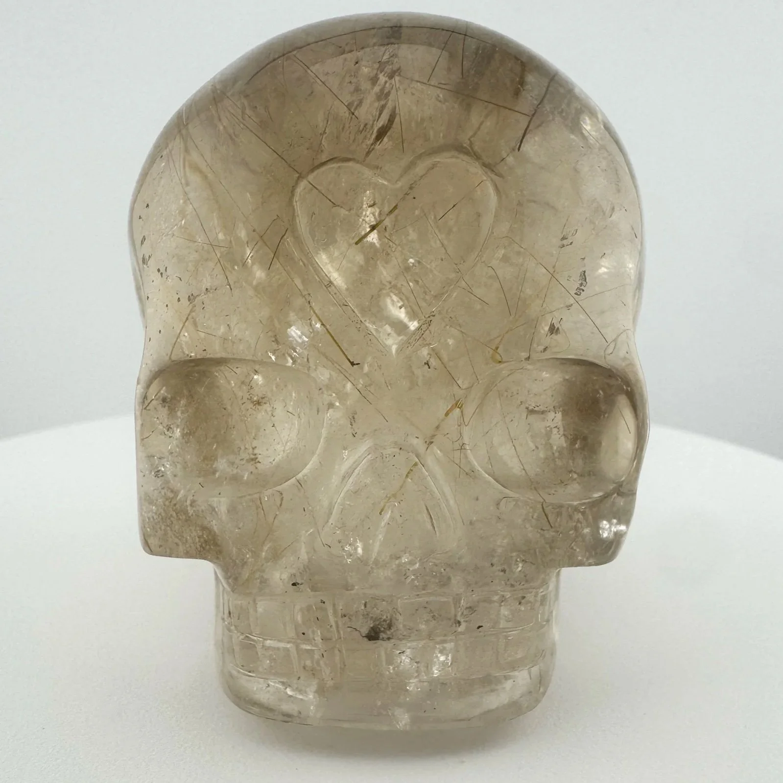 Leandro de Souza Golden Rutile in Smoky Quartz Magical Child Skull