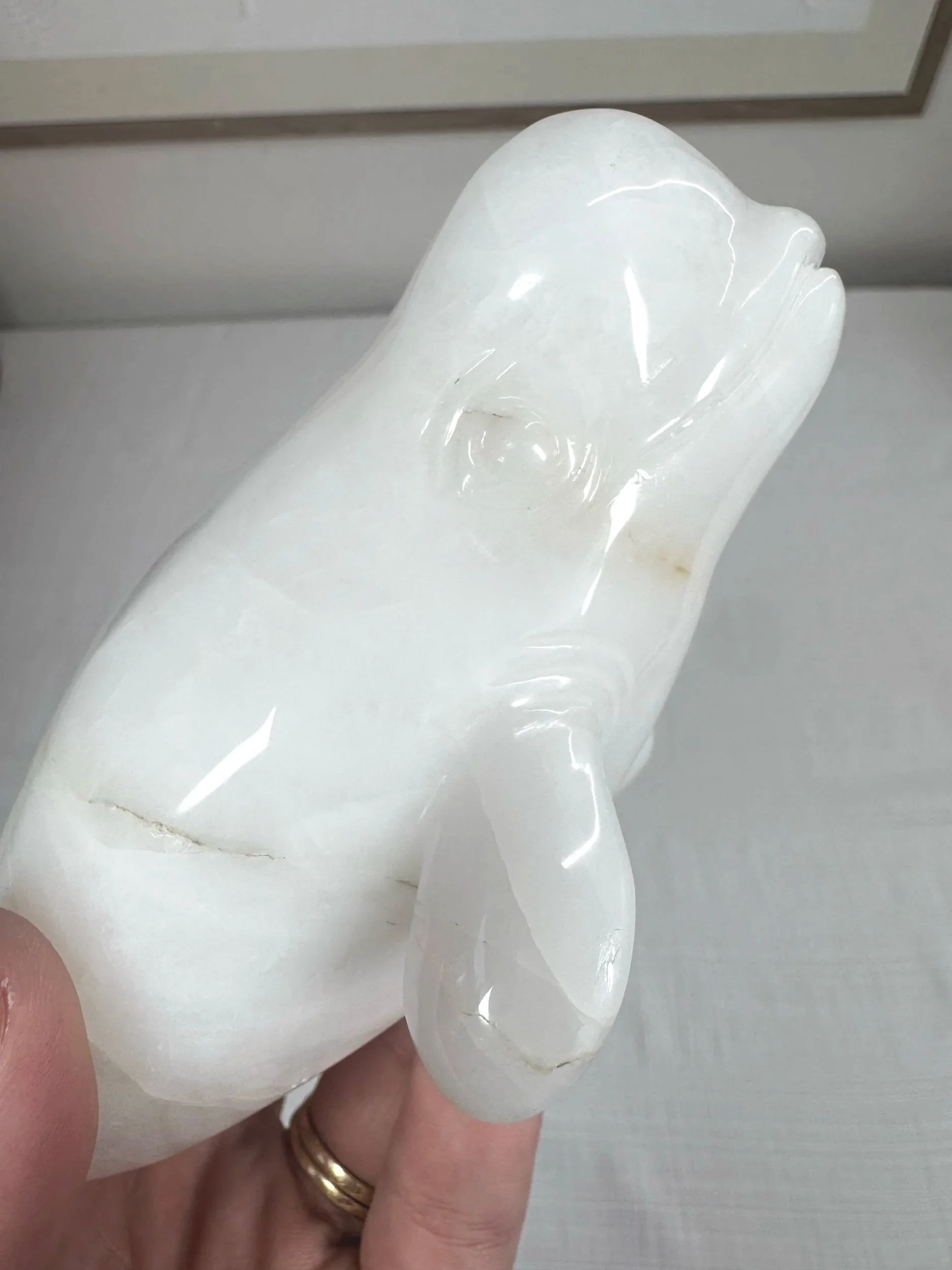 Leandro de Souza Snow Quartz Beluga Whale Sculpture