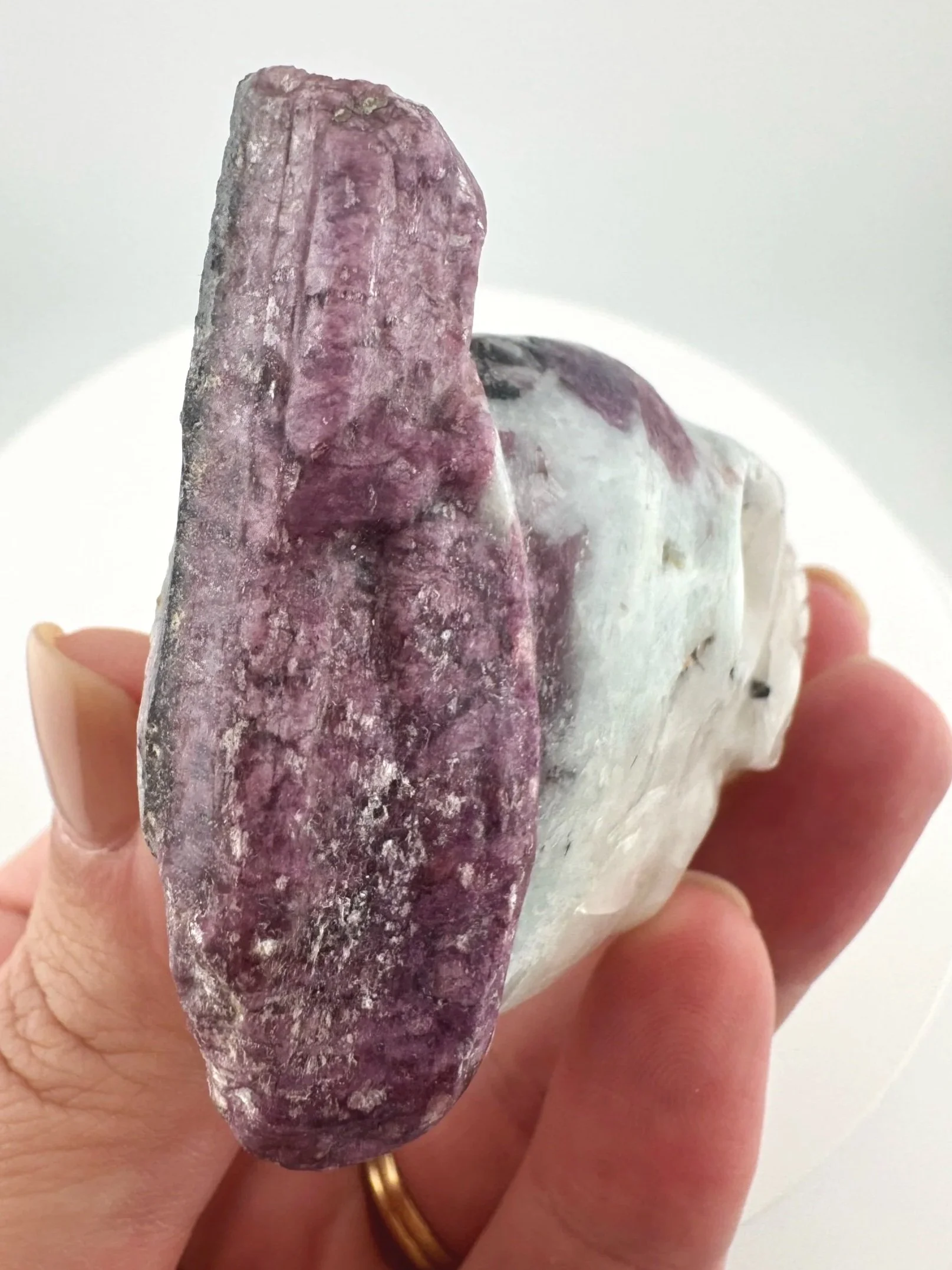 Leandro de Souza Pink Tourmaline in Feldspar Palm Skull