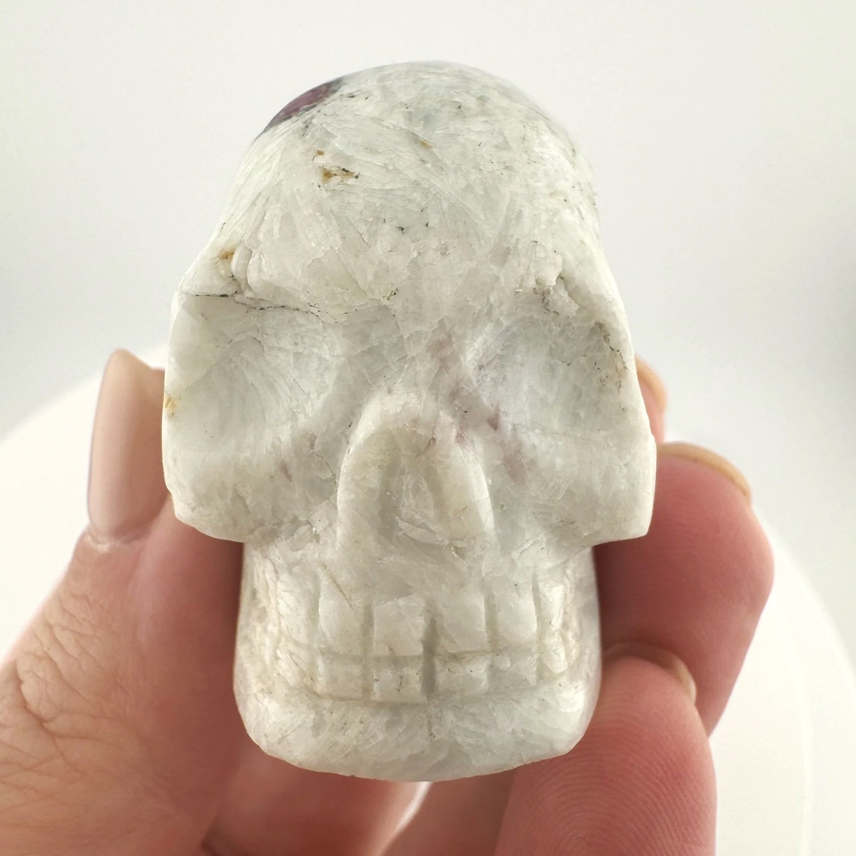 Leandro de Souza Pink and Blue Tourmaline in Feldspar Skull