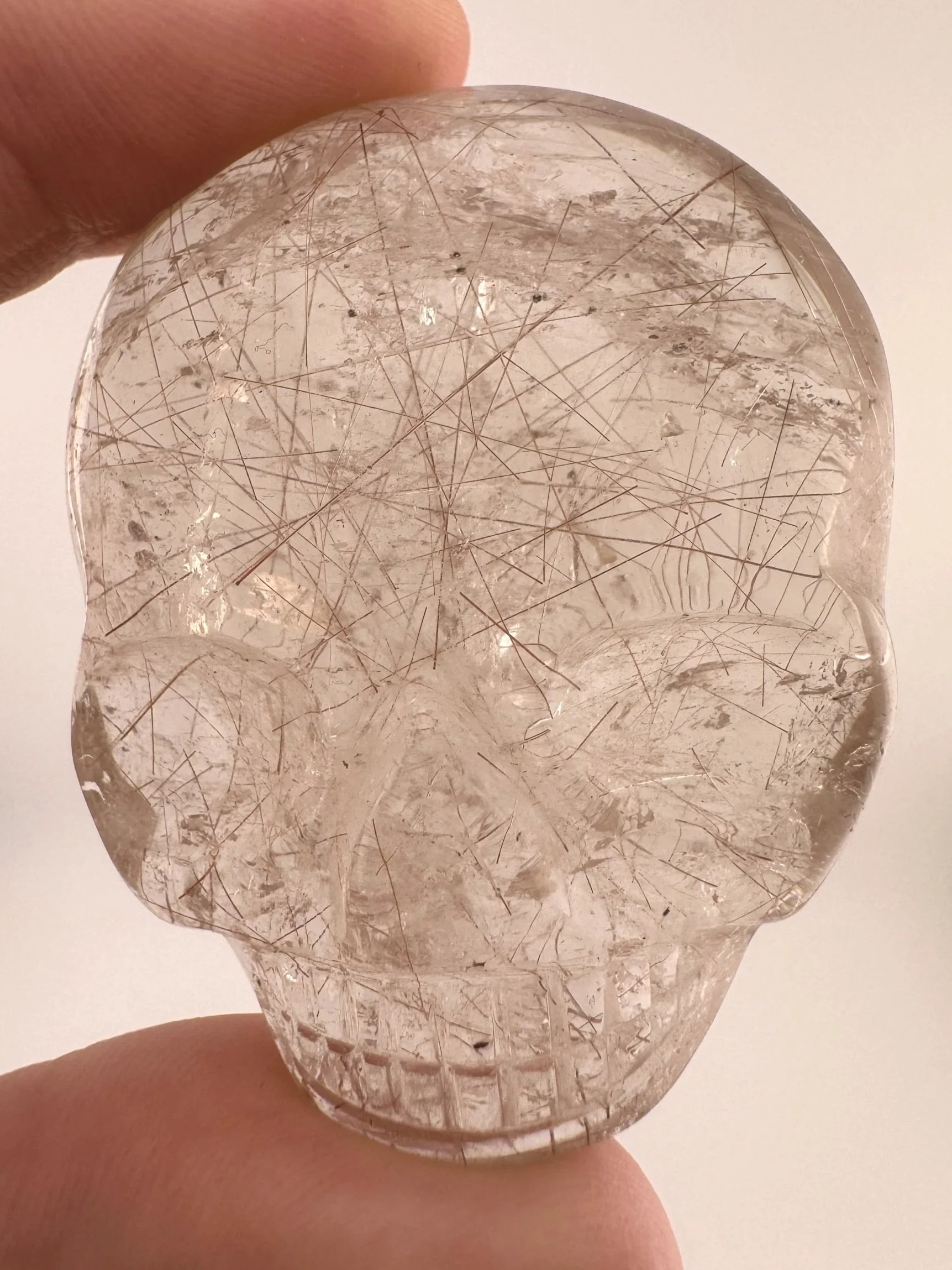 Leandro de Souza red Rutile in Gem Quartz Magical Child Palm Skull