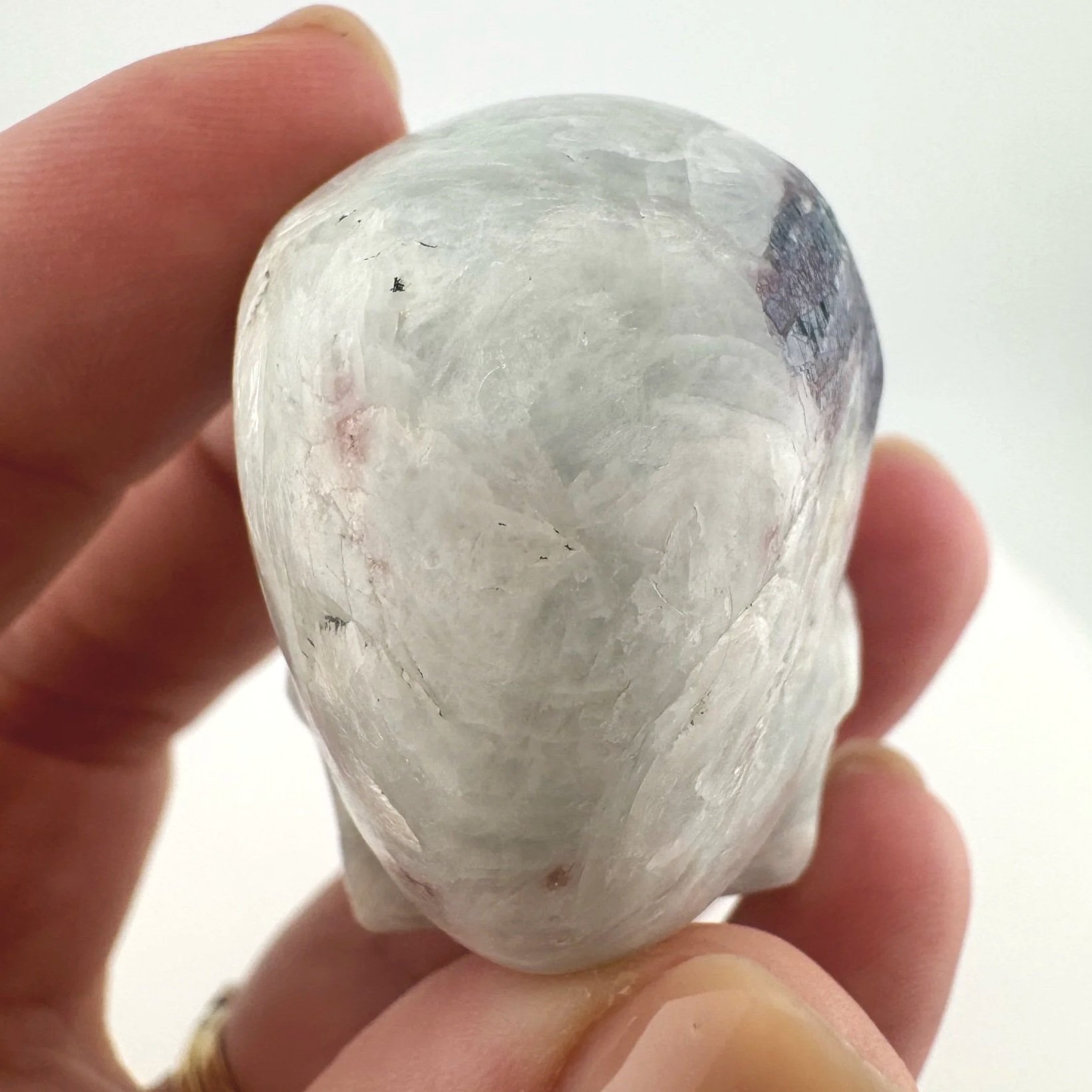 Leandro de Souza Pink and Blue Tourmaline in Feldspar Skull