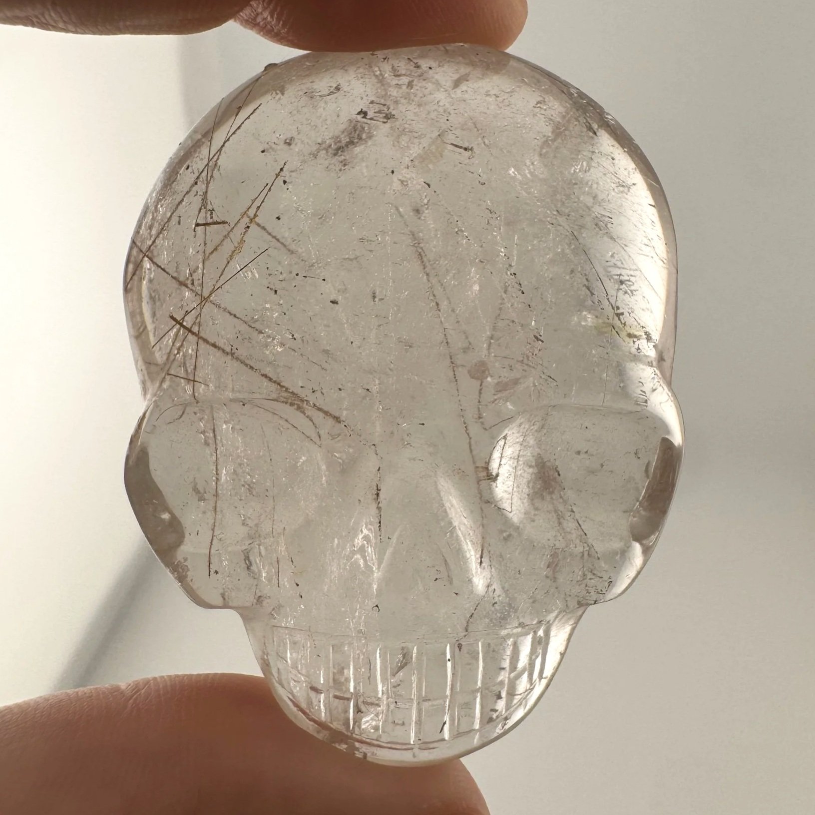 Leandro de Souza Rutilated Quartz Magical Child Palm Skull