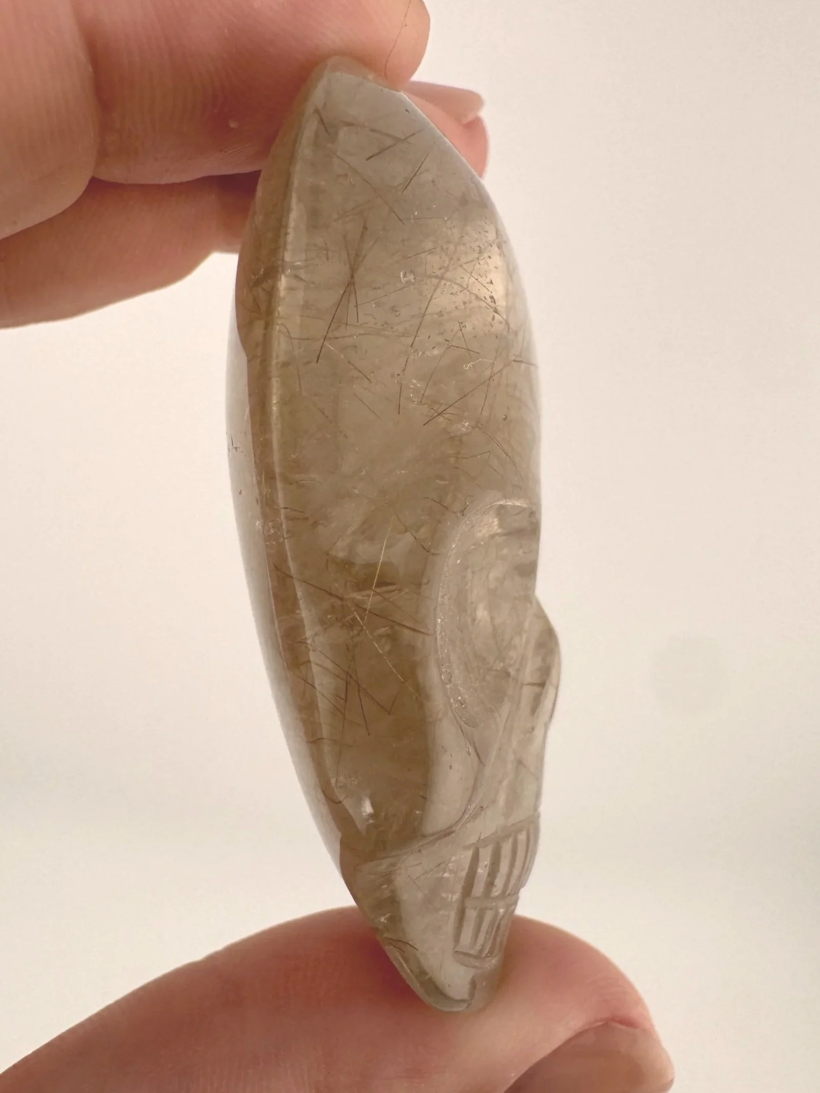 Leandro de Souza Golden Rutile in Quartz Magical Child Palm Skull