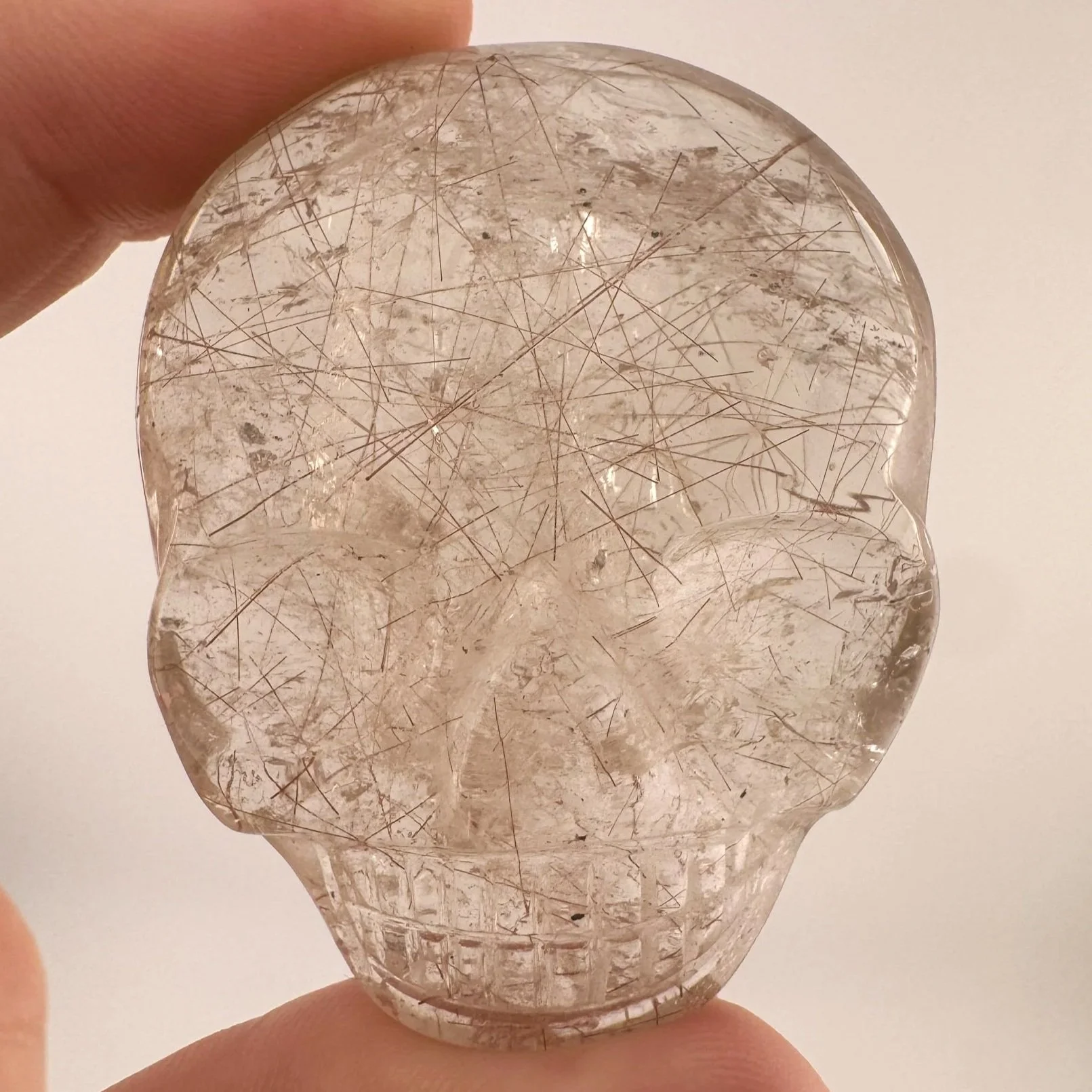 Leandro de Souza red Rutile in Gem Quartz Magical Child Palm Skull