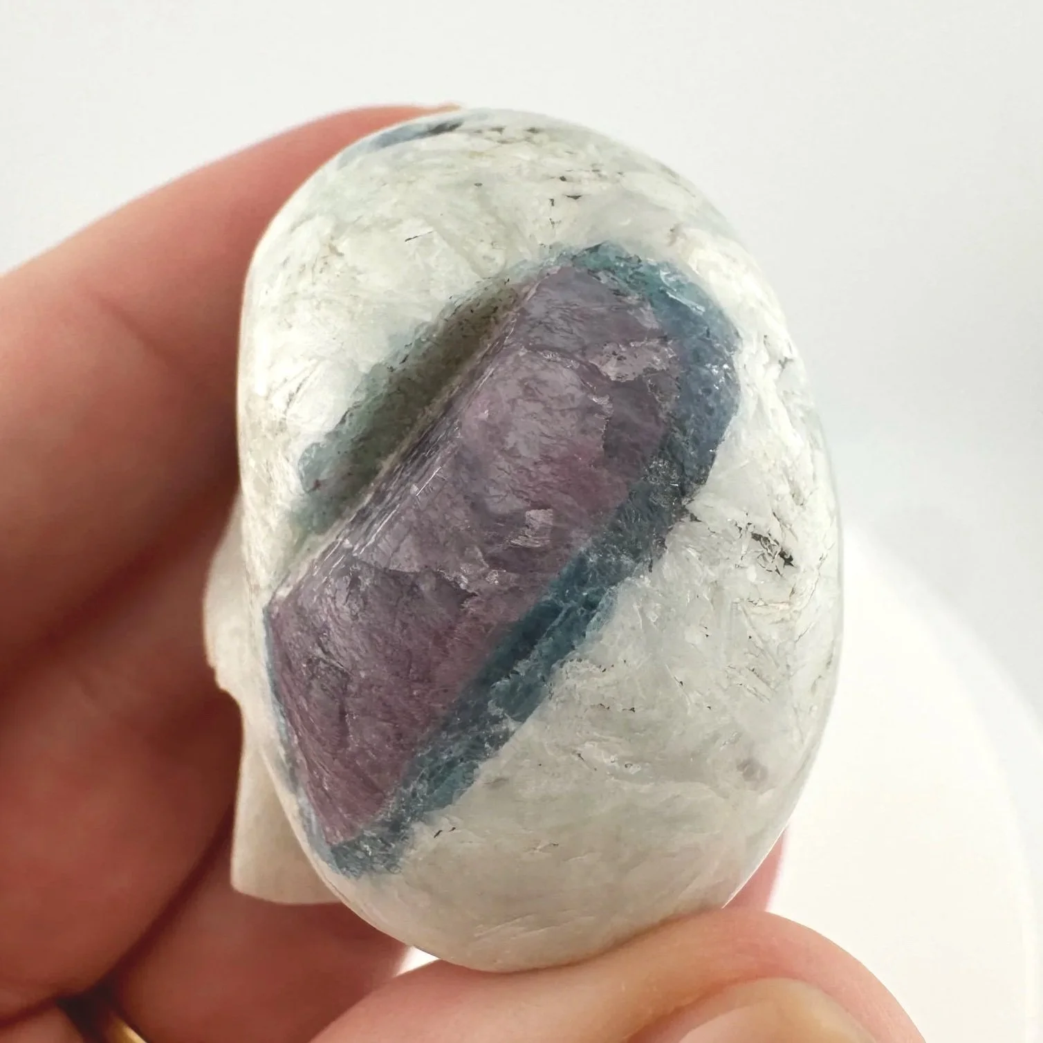 Leandro de Souza Pink and Blue Tourmaline in Feldspar Skull