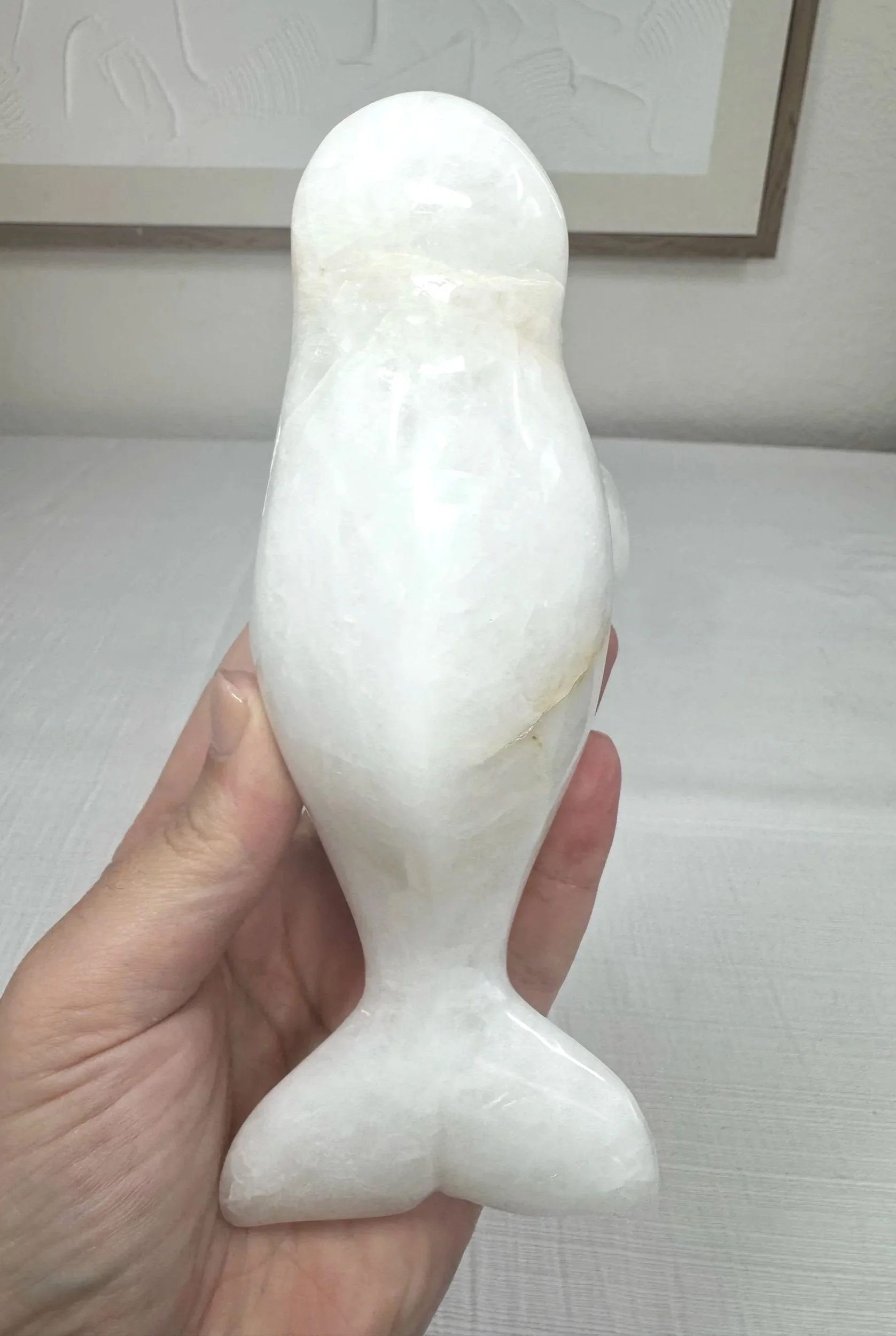 Leandro de Souza Snow Quartz Beluga Whale Sculpture