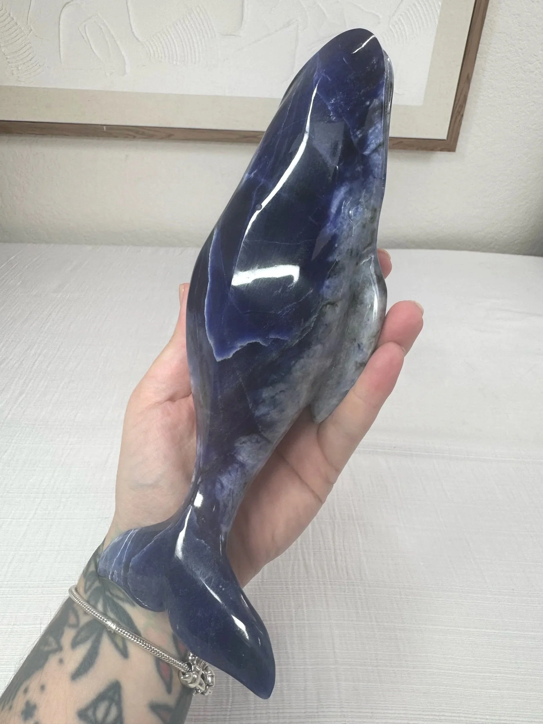 Leandro de Souza Sodalite Humpback Whale Sculpture