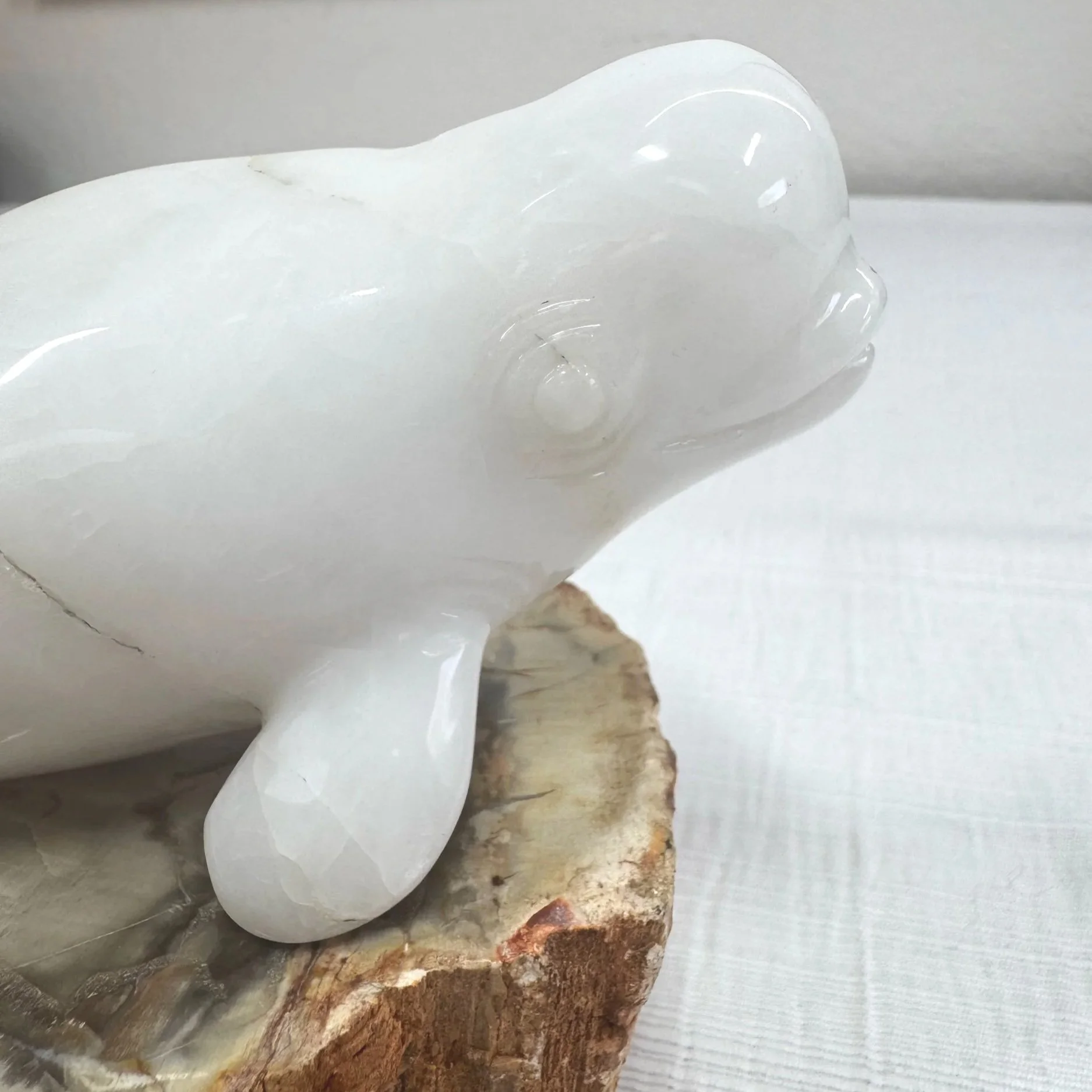 Leandro de Souza Snow Quartz Beluga Whale Sculpture
