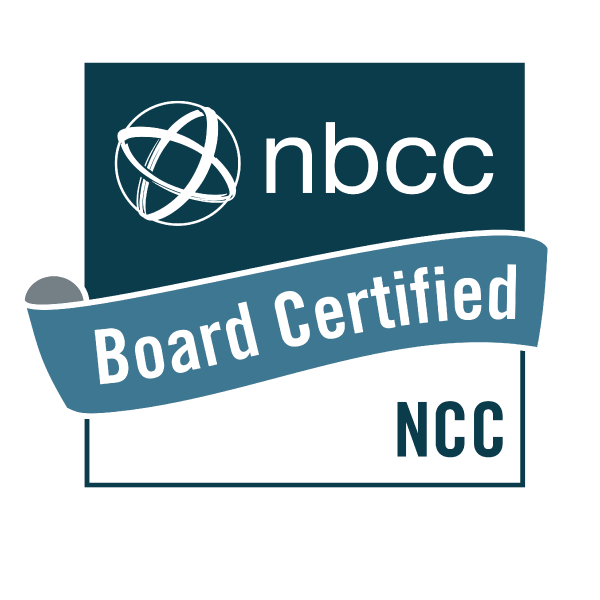 NBCC Board Certified NCC logo with a blue banner across it.