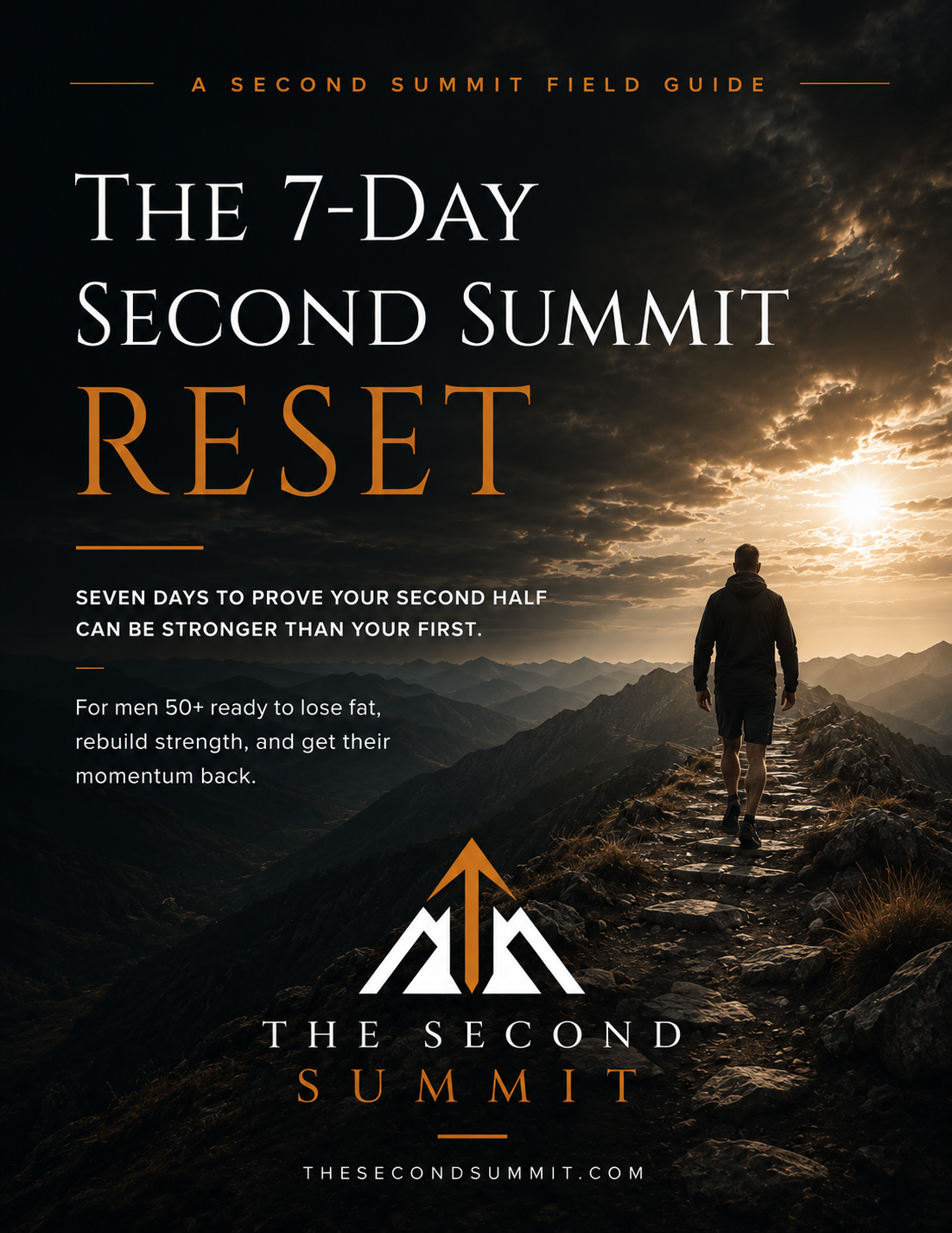 Man hiking on rocky mountain trail during sunset  The Second Summit HQ
