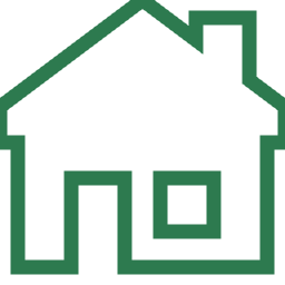 Outline of a house with a gabled roof, door, and window
