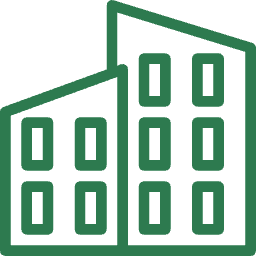Bar chart with three vertical bars of increasing height, colored green.