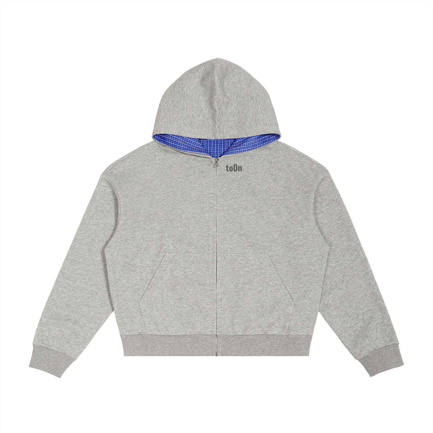 Contrast Plaid Boxy Zip Hoodie-dontbedumbxto0n